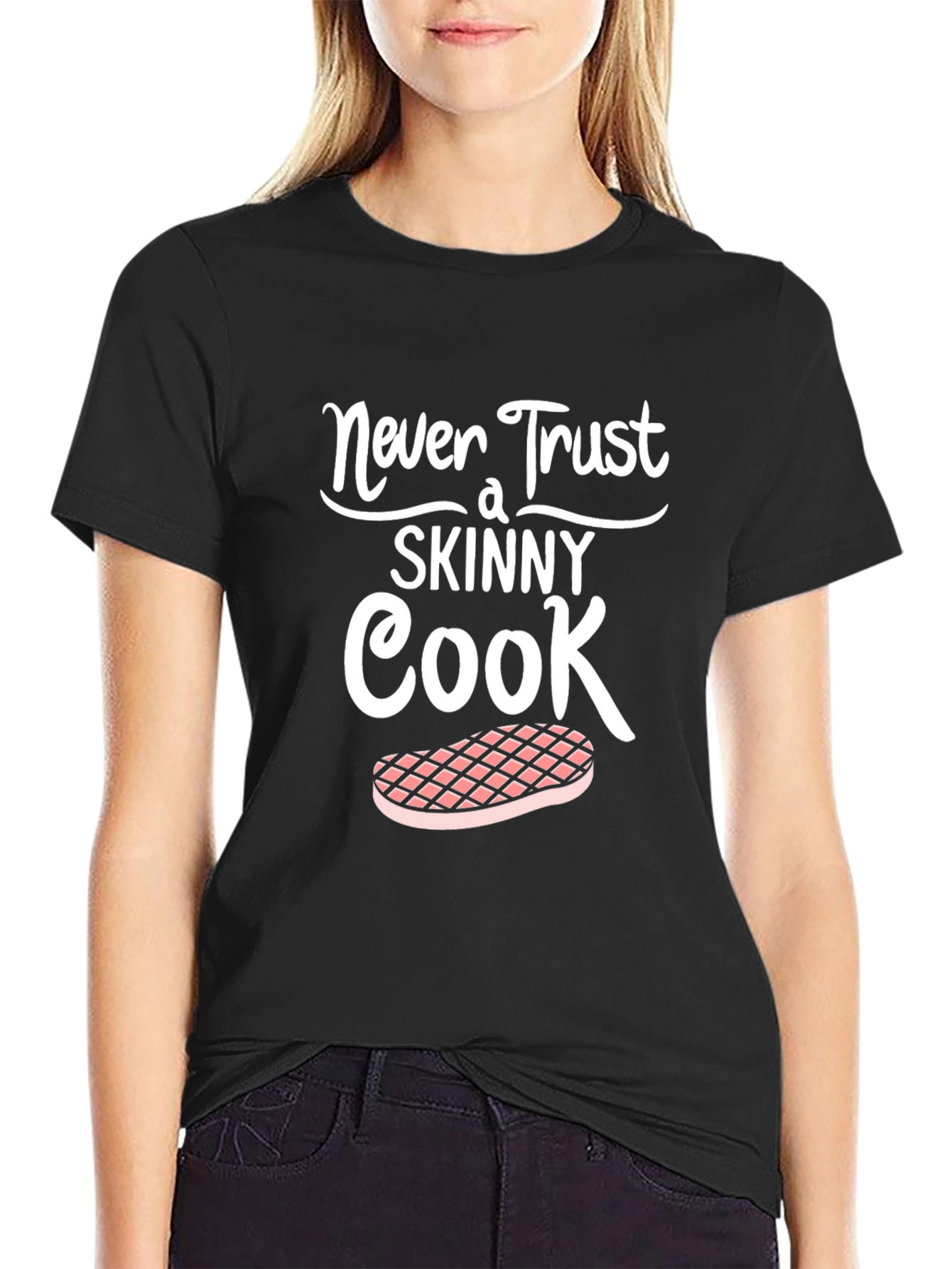 Black Never Trust a Skinny Cook Graphic Tee view 2