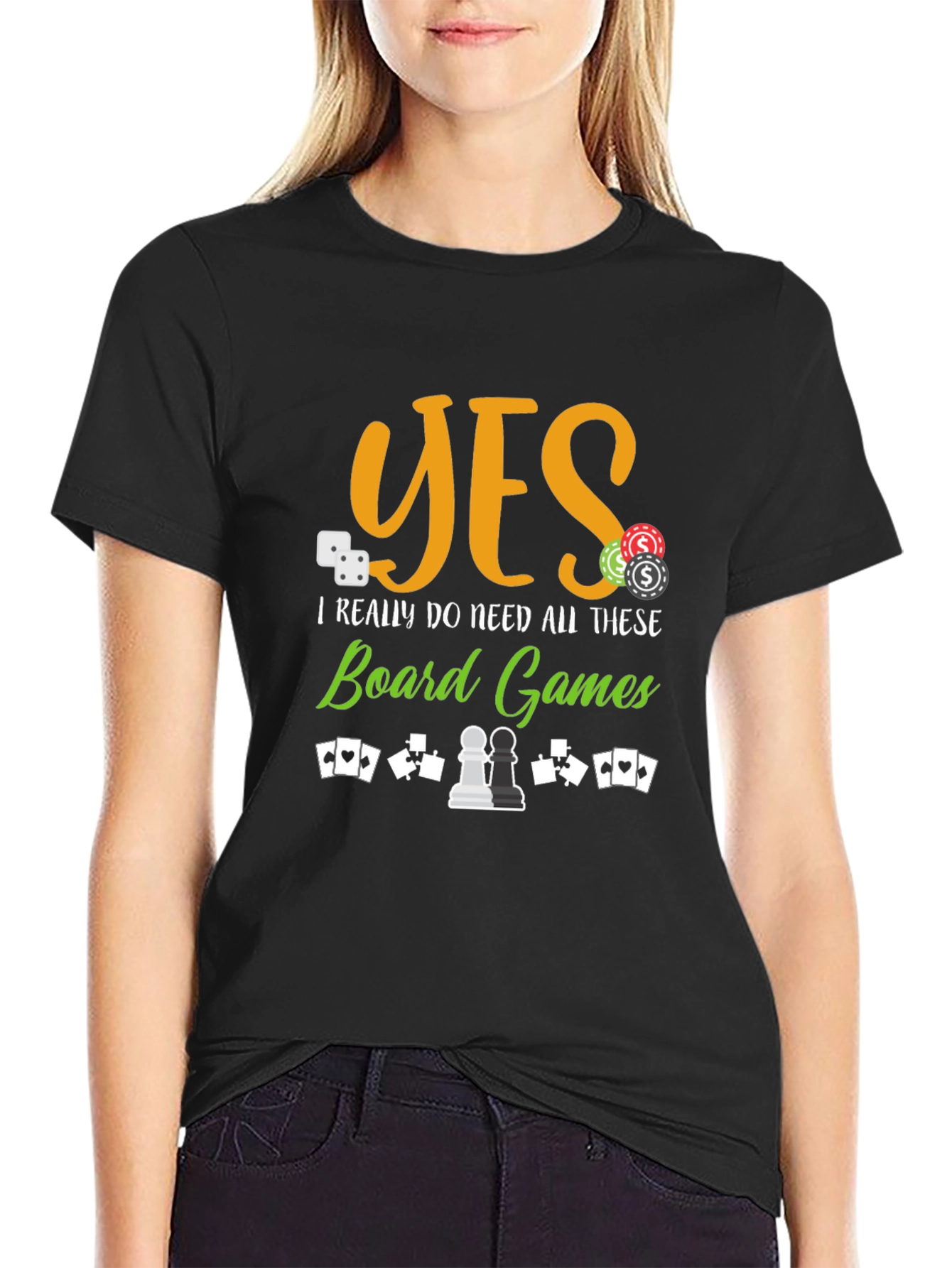 Black Board Games Graphic Tee - Yes I Need These Board Games T-Shirt view 2