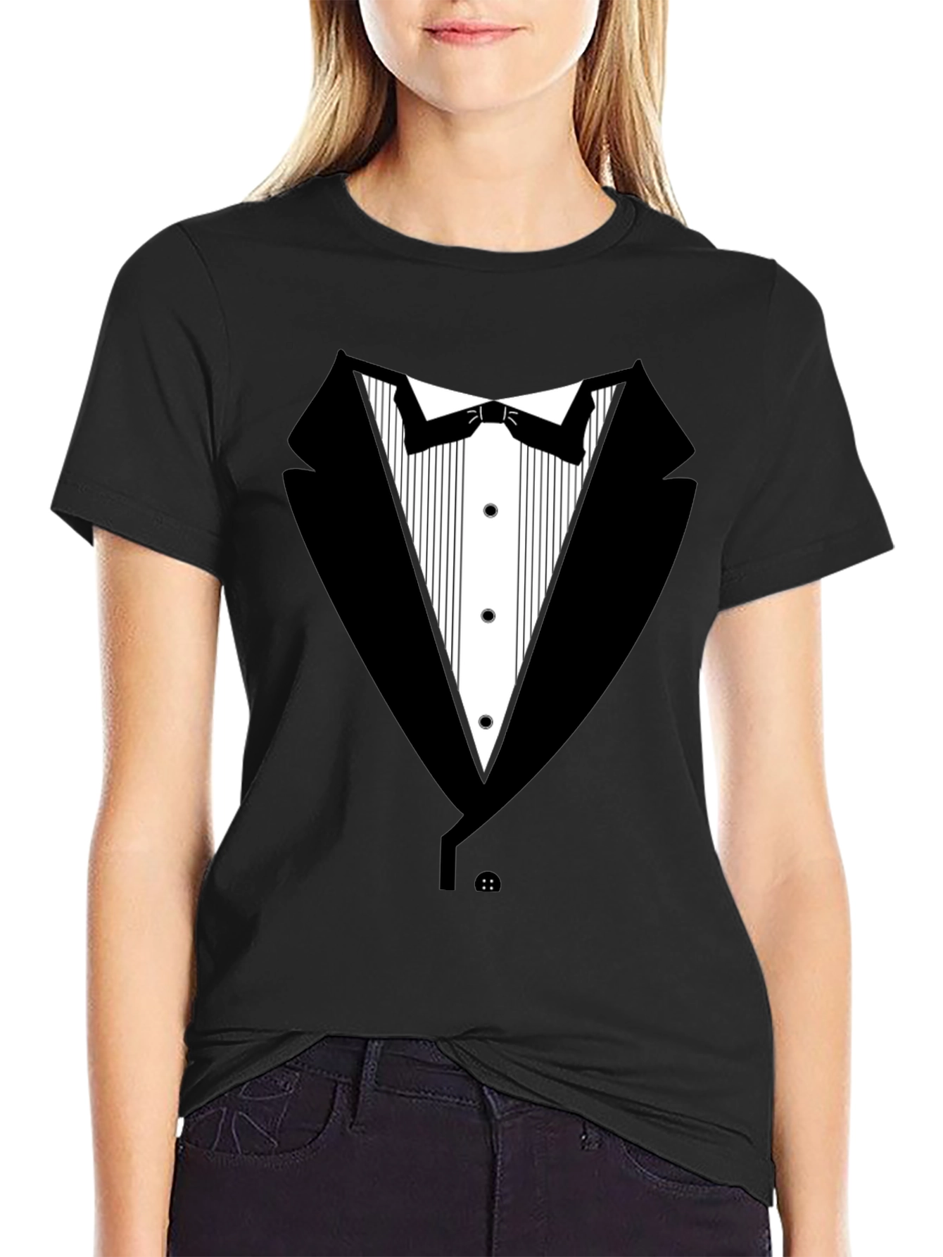 Black Tuxedo T-Shirt - Novelty Formal Wear Tee view 2