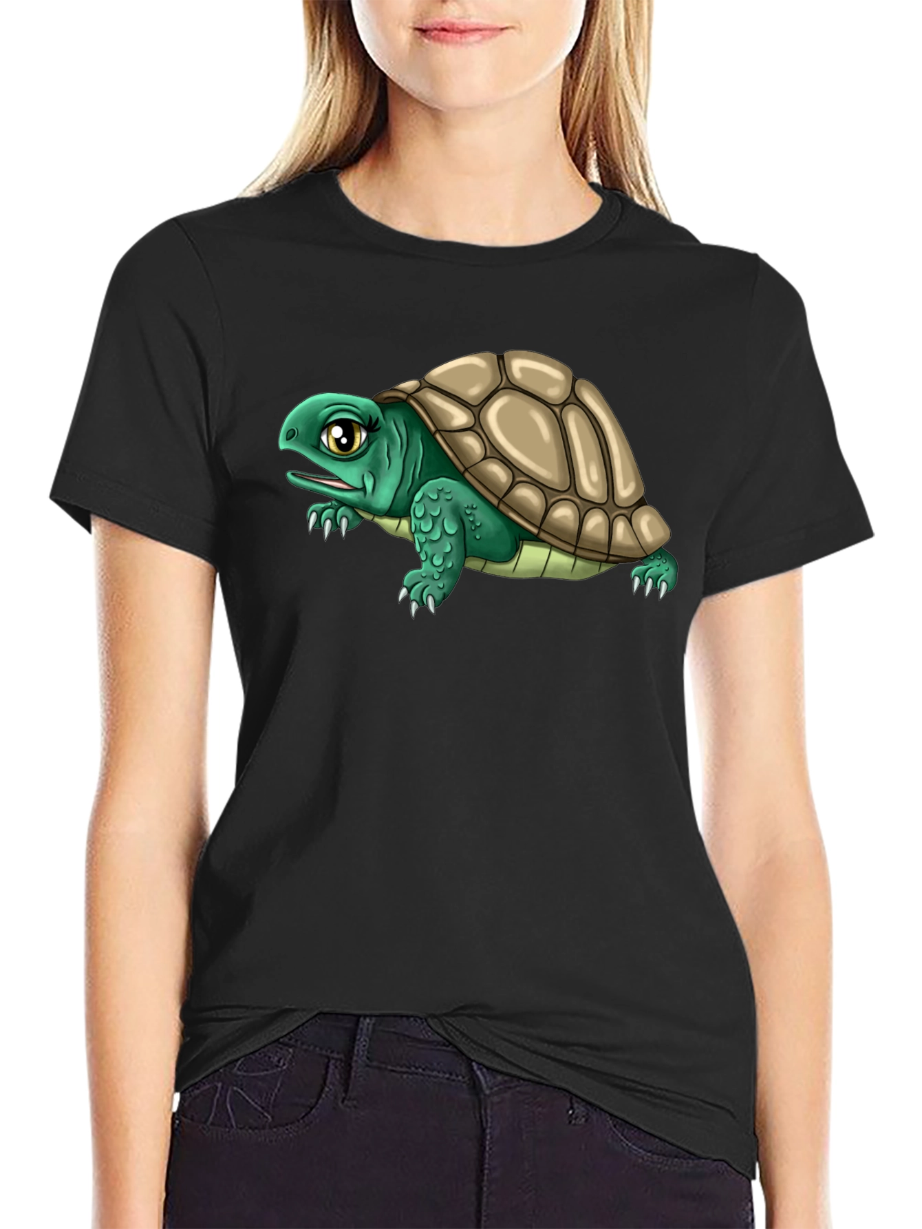 Black Turtle Graphic Black T-Shirt view 2