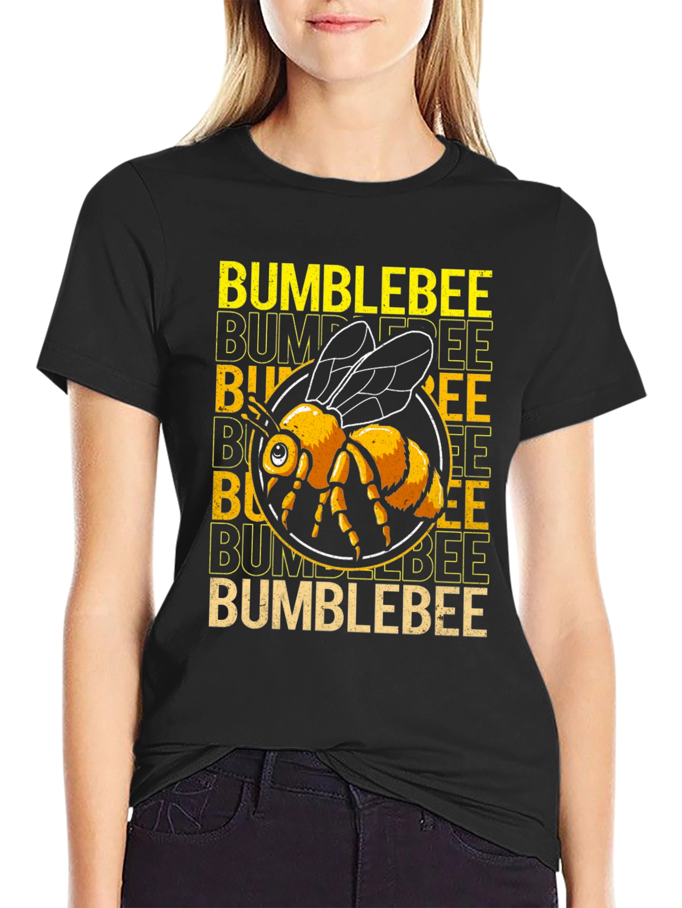 Black Bumblebee Graphic Tee - Unique Honeybee T-Shirt view 2