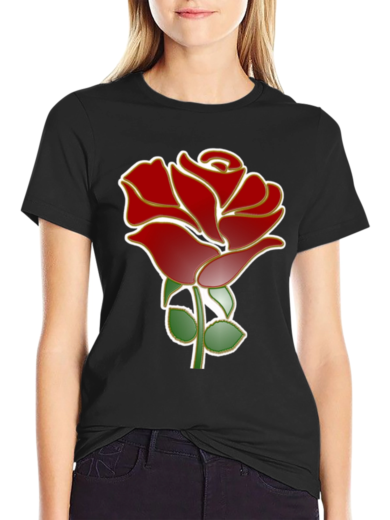 Black Rose Graphic T-Shirt - Stylish Black Tee view 2