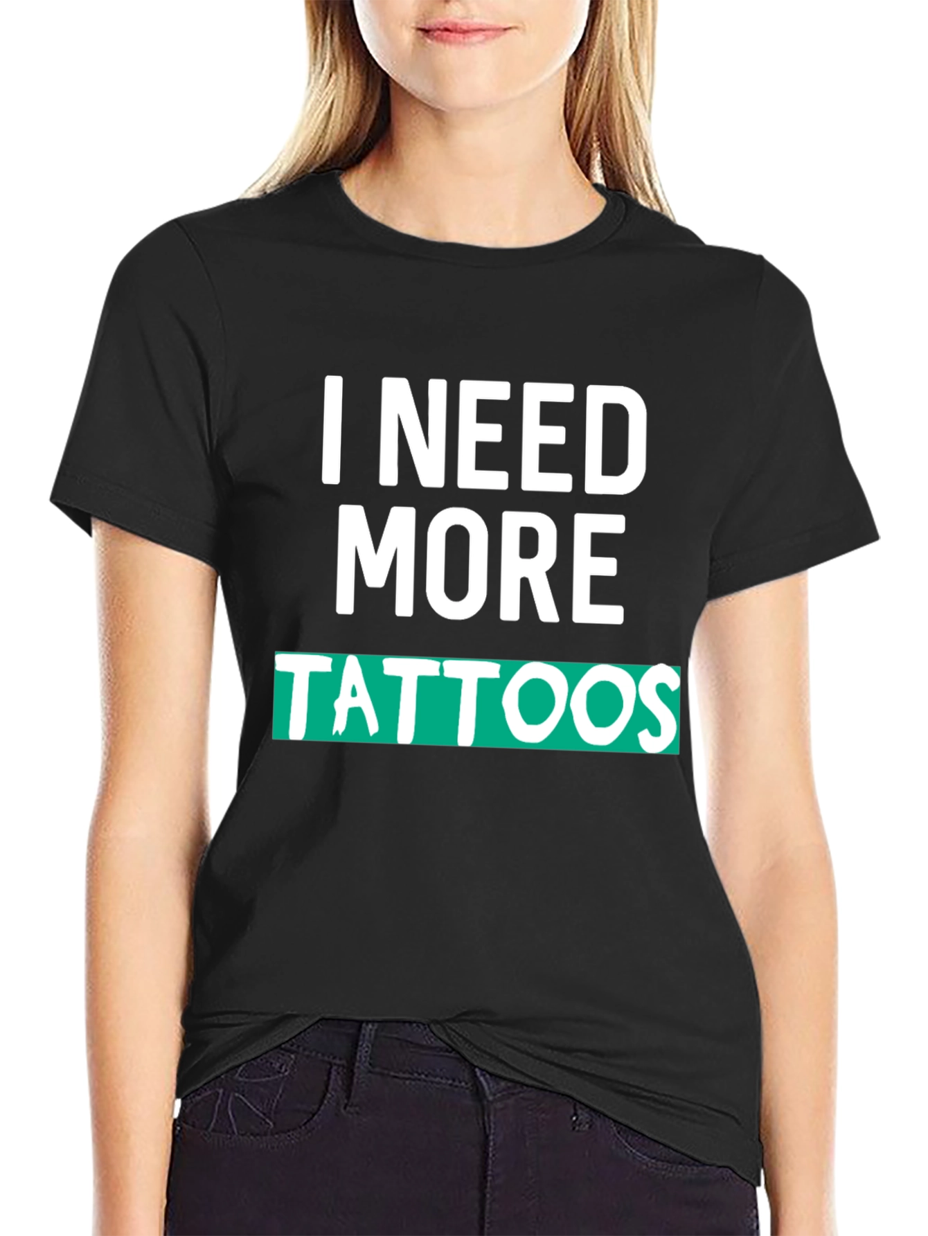 Black I Need More Tattoos Graphic Tee view 2