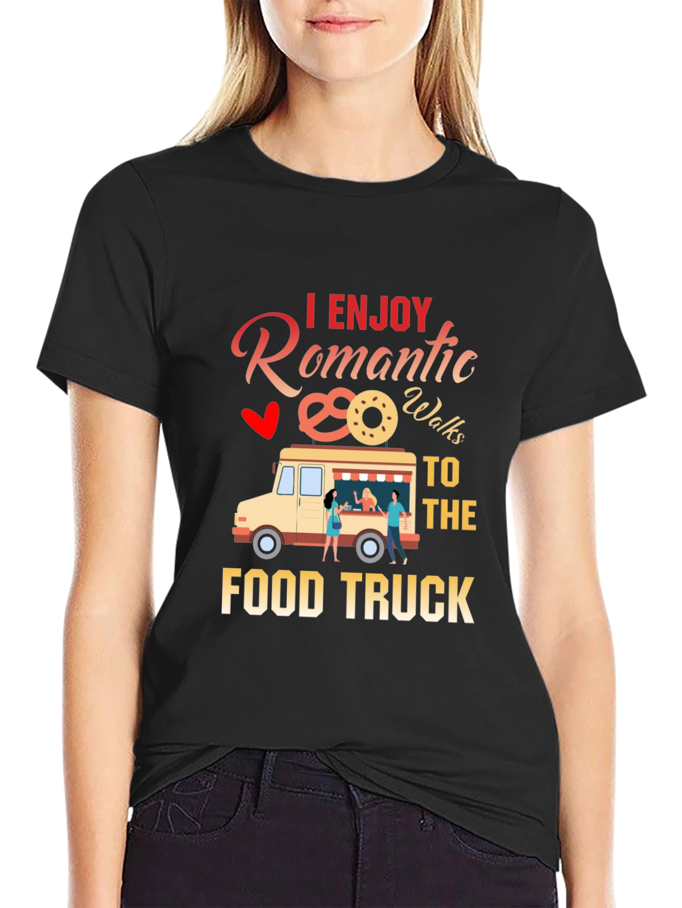 Black Romantic Food Truck T-Shirt view 2