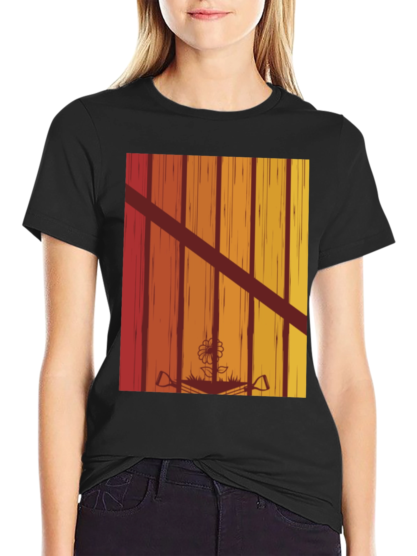 Black Retro Garden T-Shirt - Vintage Gardening Tee view 2