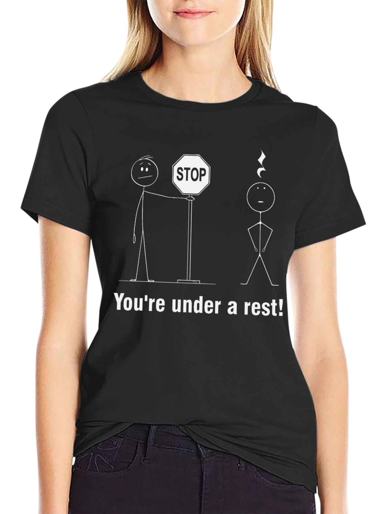 Black Punny Music Rest T-Shirt - You're Under Arrest! view 2