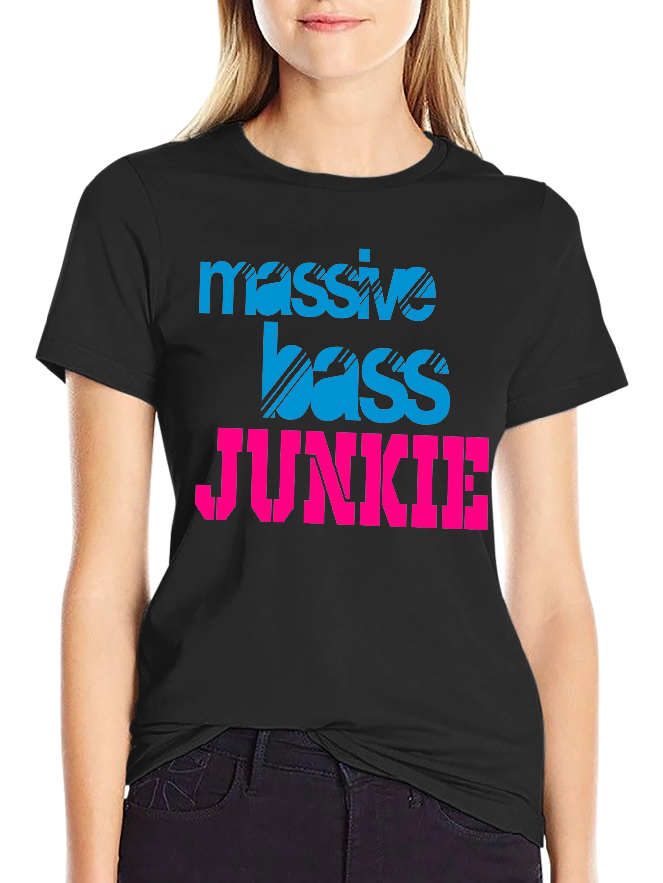 Black Massive Bass Junkie Black Graphic Tee view 2