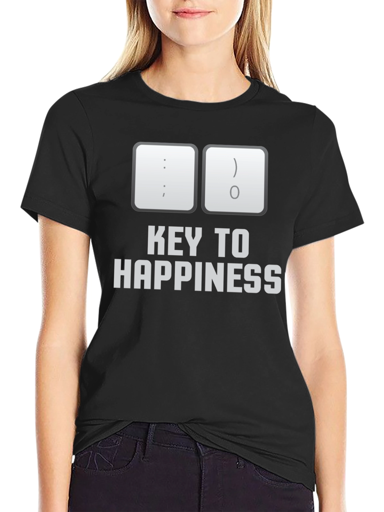Black Key to Happiness T-Shirt - Programmer Humor Tee view 2