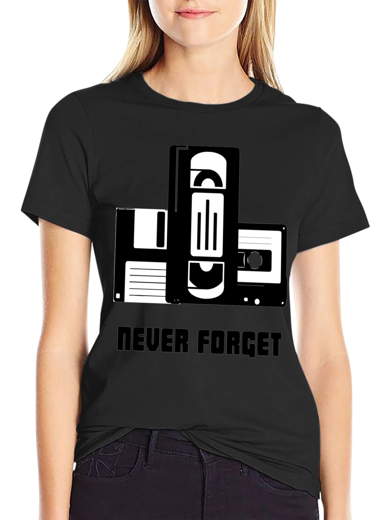 Black Retro Media T-Shirt: Never Forget view 2