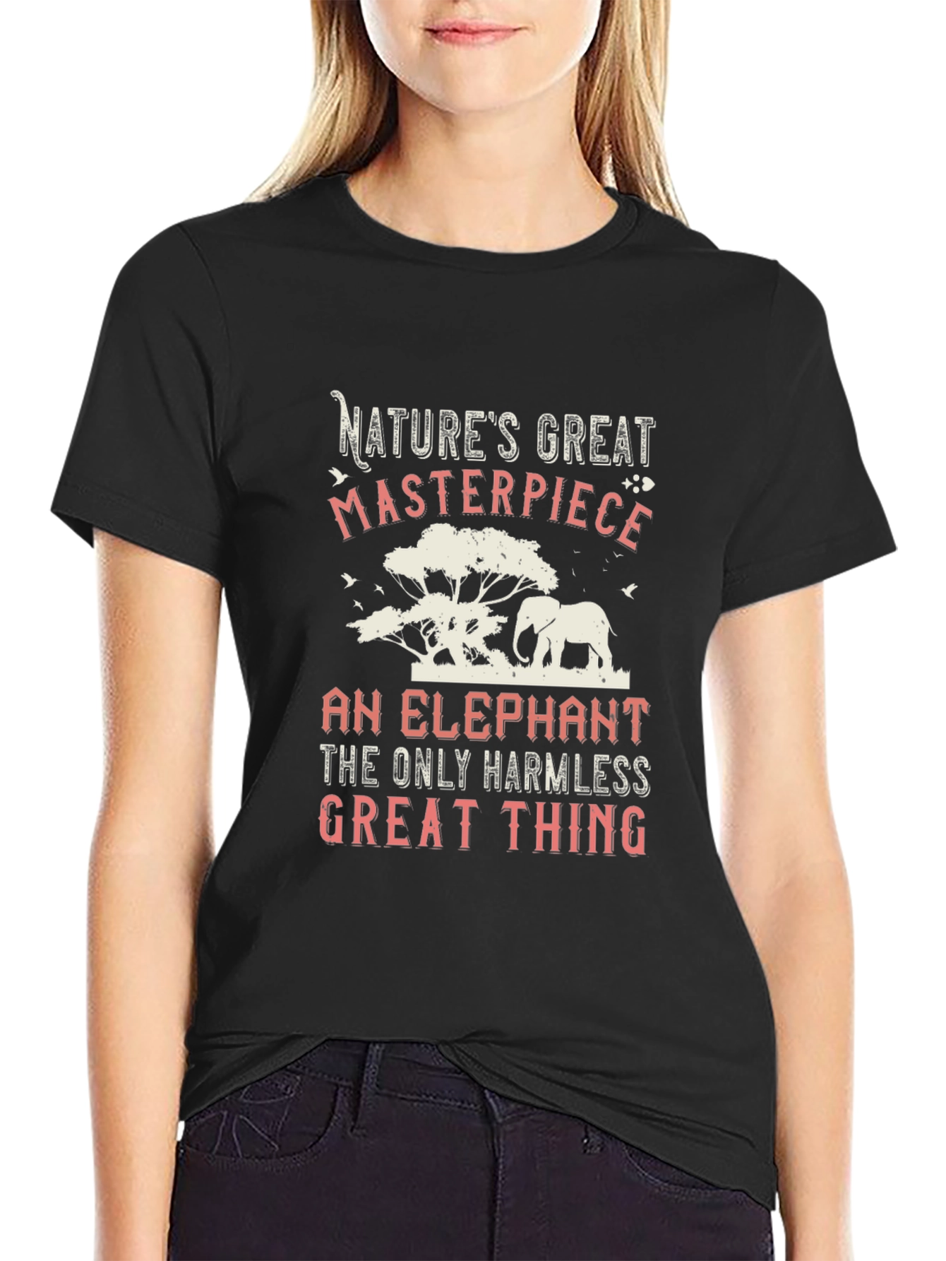 Black Nature's Masterpiece Elephant Graphic T-Shirt view 2