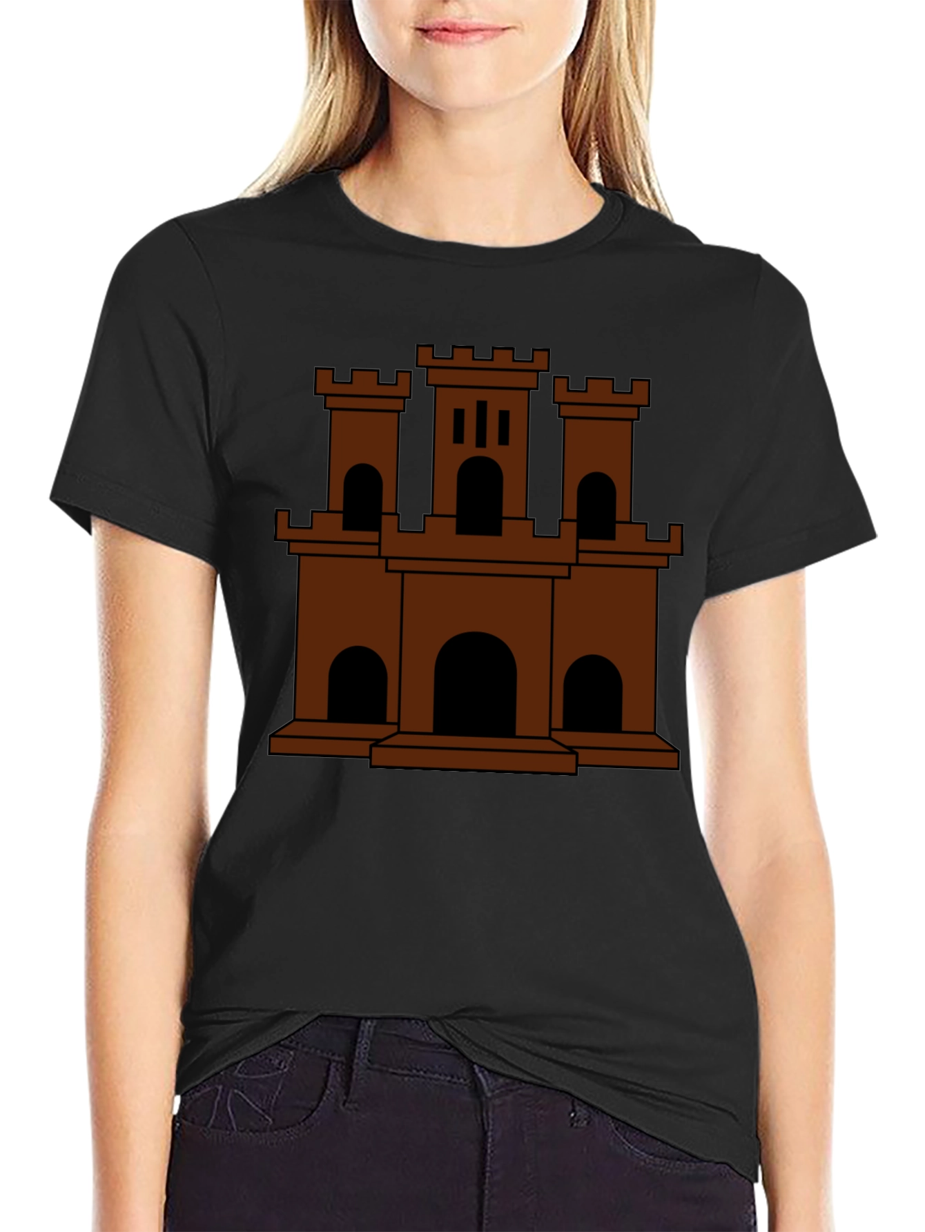 Black Castle Graphic Tee - Classic Brown Design view 2