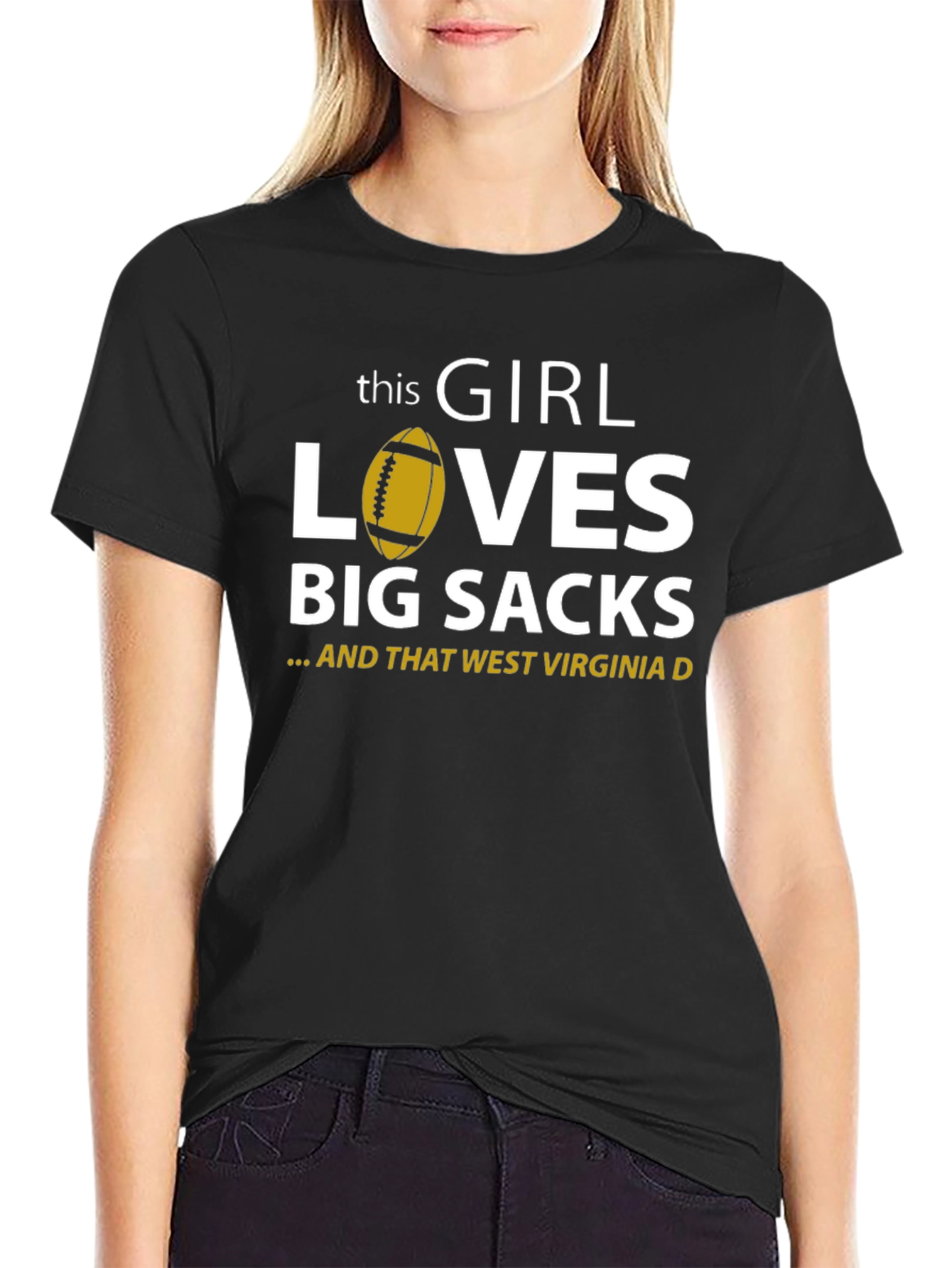Black This Girl Loves Big Sacks T-Shirt view 2