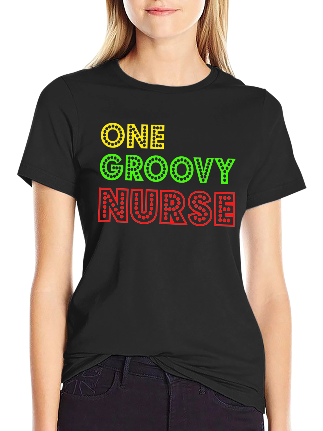 Black One Groovy Nurse Graphic T-Shirt view 2