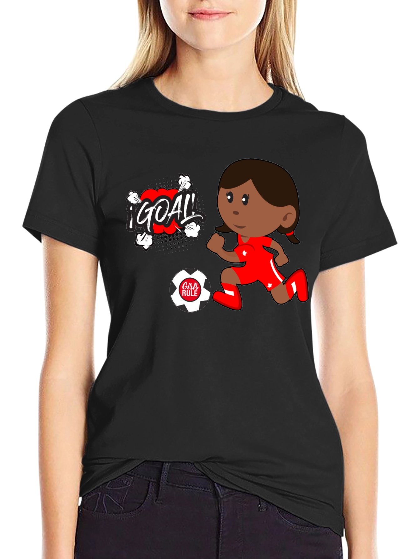 Black Girls Rule Soccer Goal T-Shirt view 2