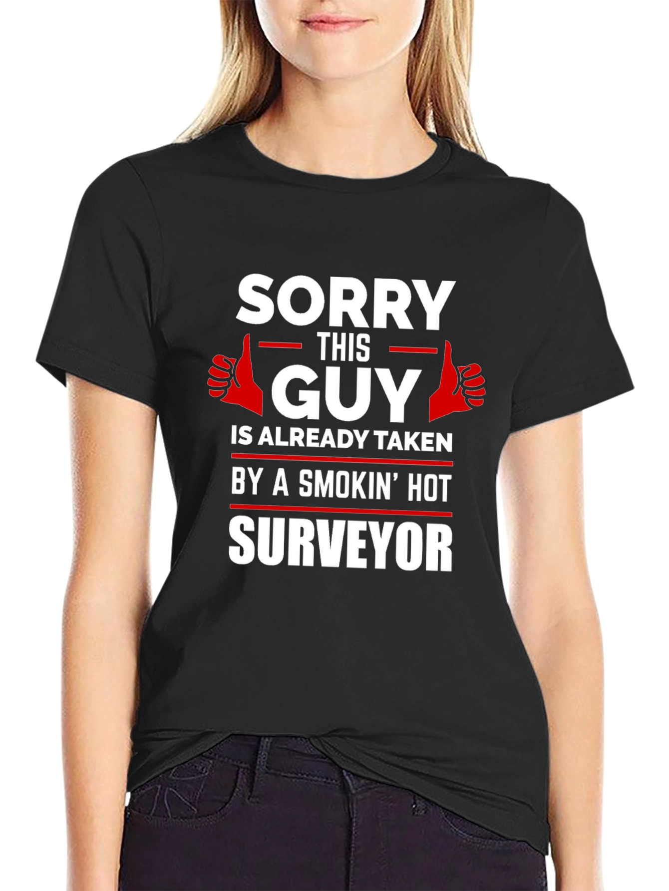 Black Sorry This Guy Is Taken By A Surveyor T-Shirt view 2