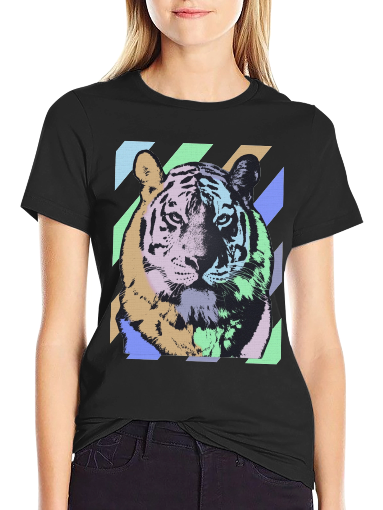 Black Tiger Graphic T-Shirt - Bold & Colorful Design view 2