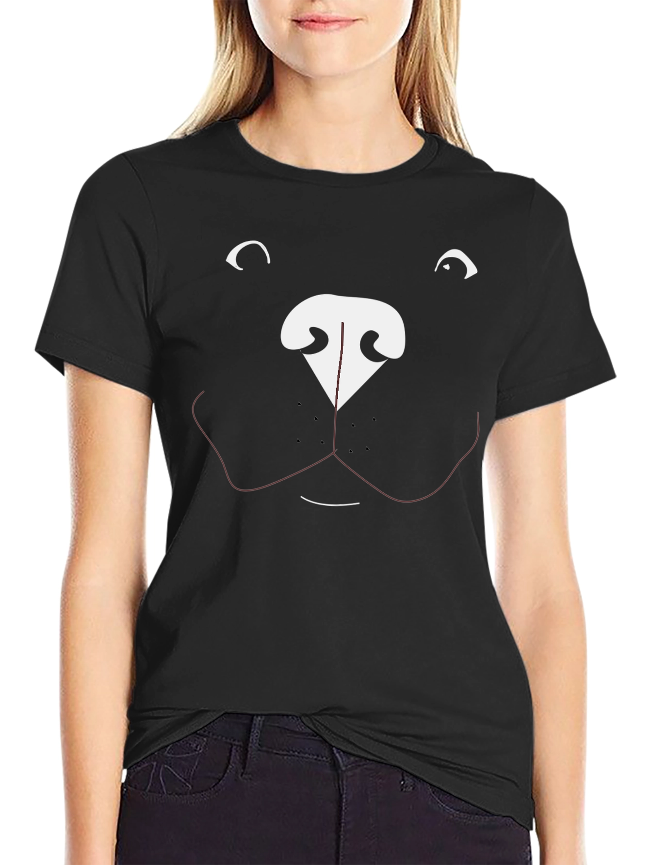 Black Funny Dog Face Graphic T-Shirt view 2