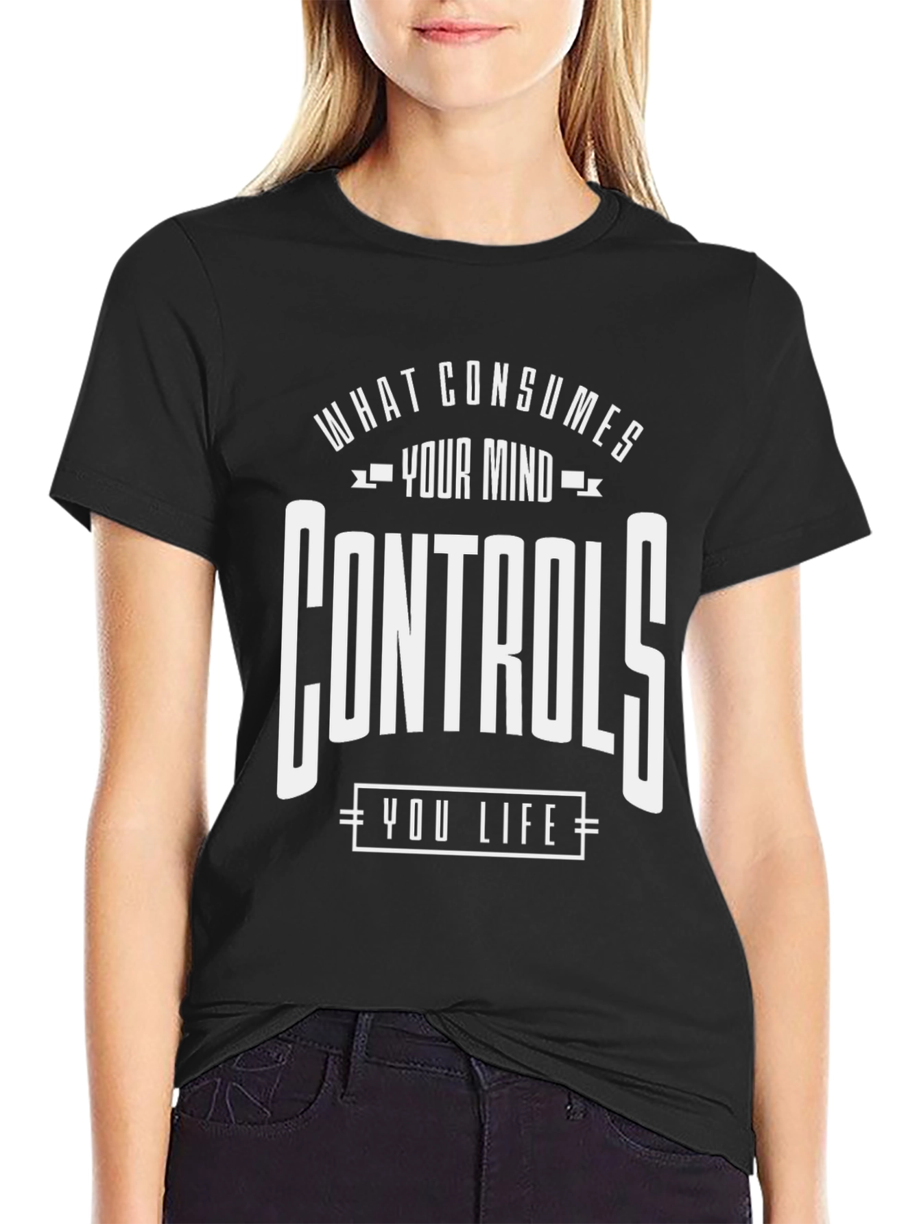 Black Mindful Statement Graphic Tee - Black view 2