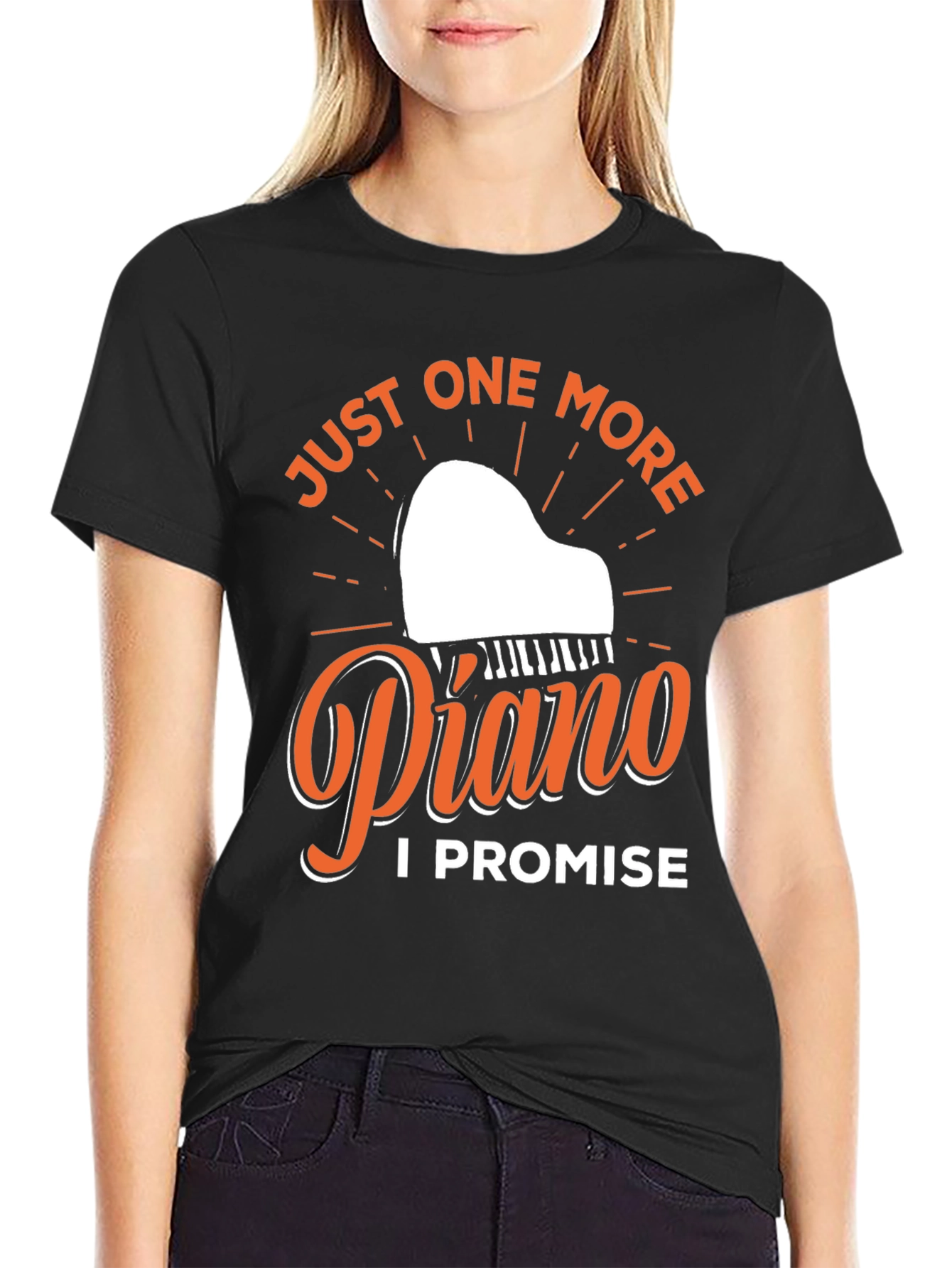 Black Just One More Piano T-Shirt - Musician Gift view 2