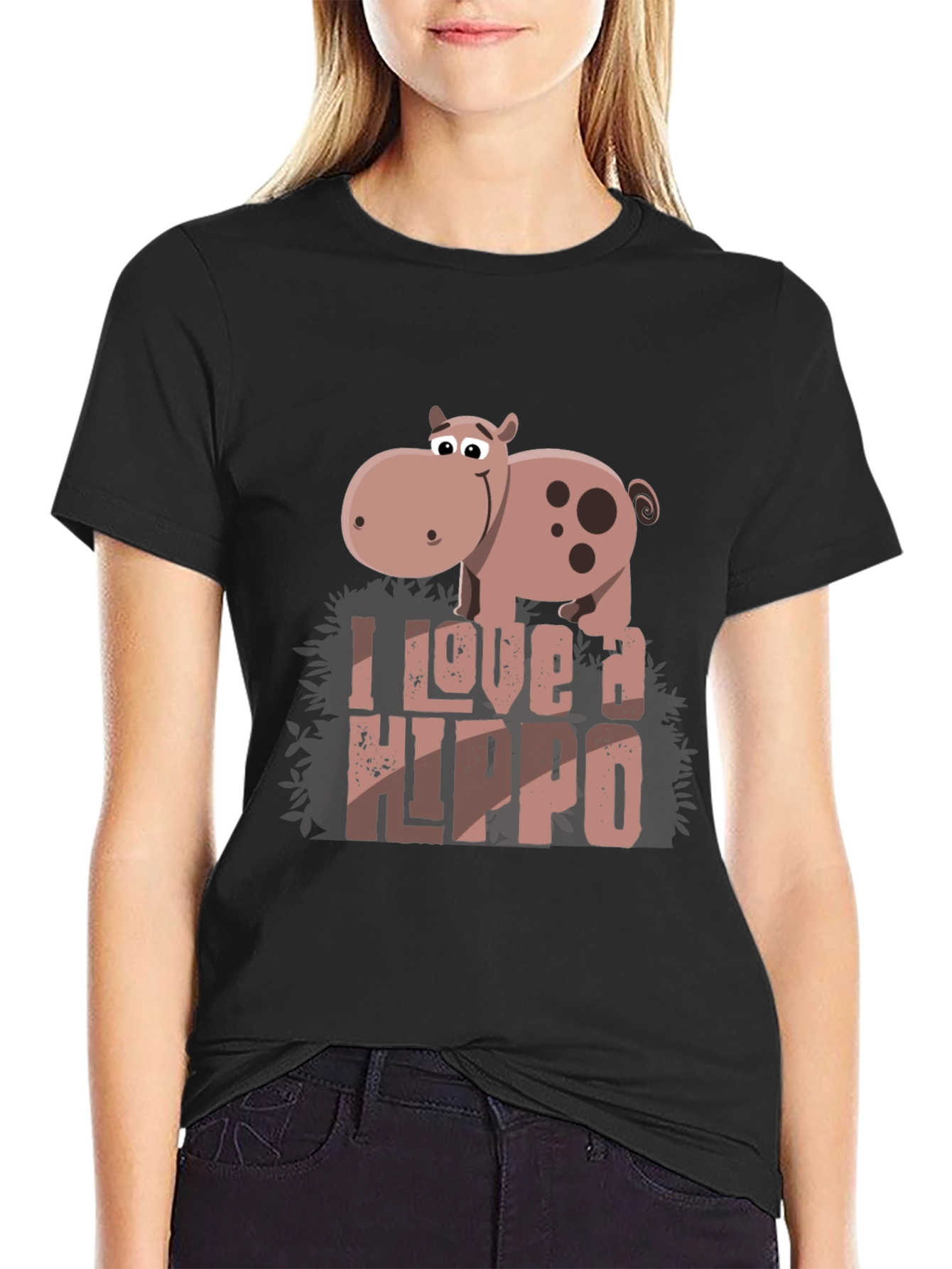 Black I Love a Hippo Graphic Tee view 2