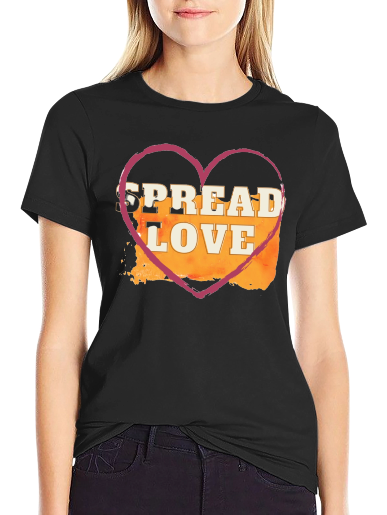 Black Spread Love T-Shirt - Heart Graphic Tee view 2