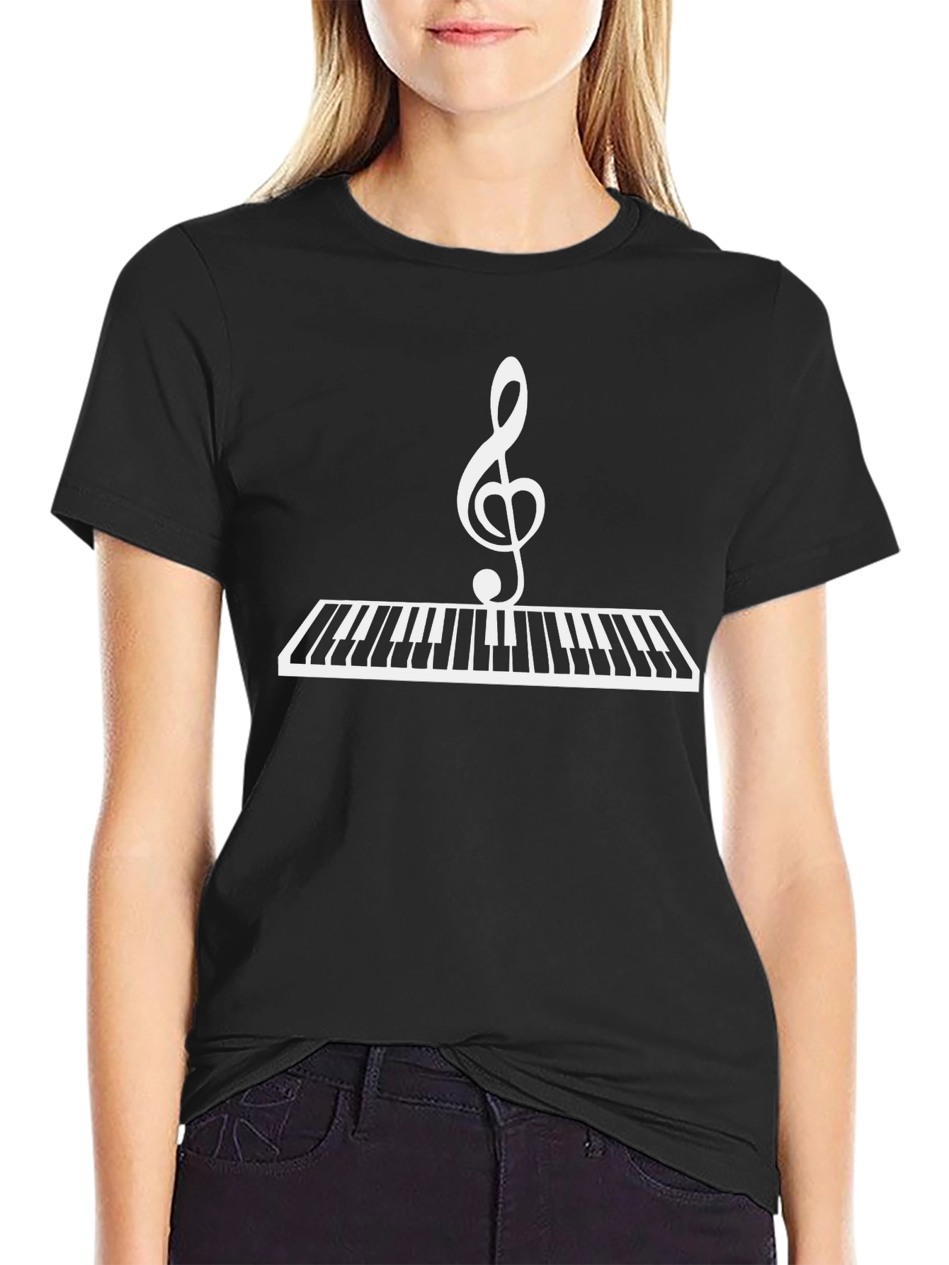 Musical Keyboard Treble Clef Graphic Tee - 2