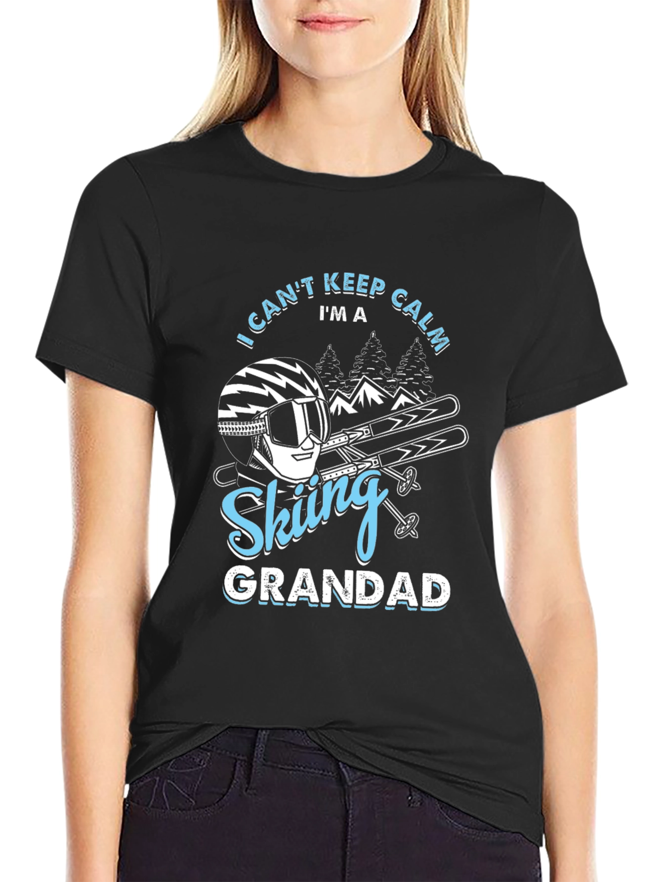 Black Skiing Grandad T-Shirt - I Can't Keep Calm view 2