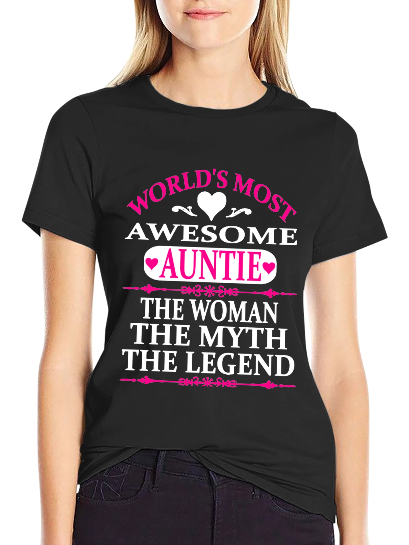 Black World's Most Awesome Auntie T-Shirt view 2