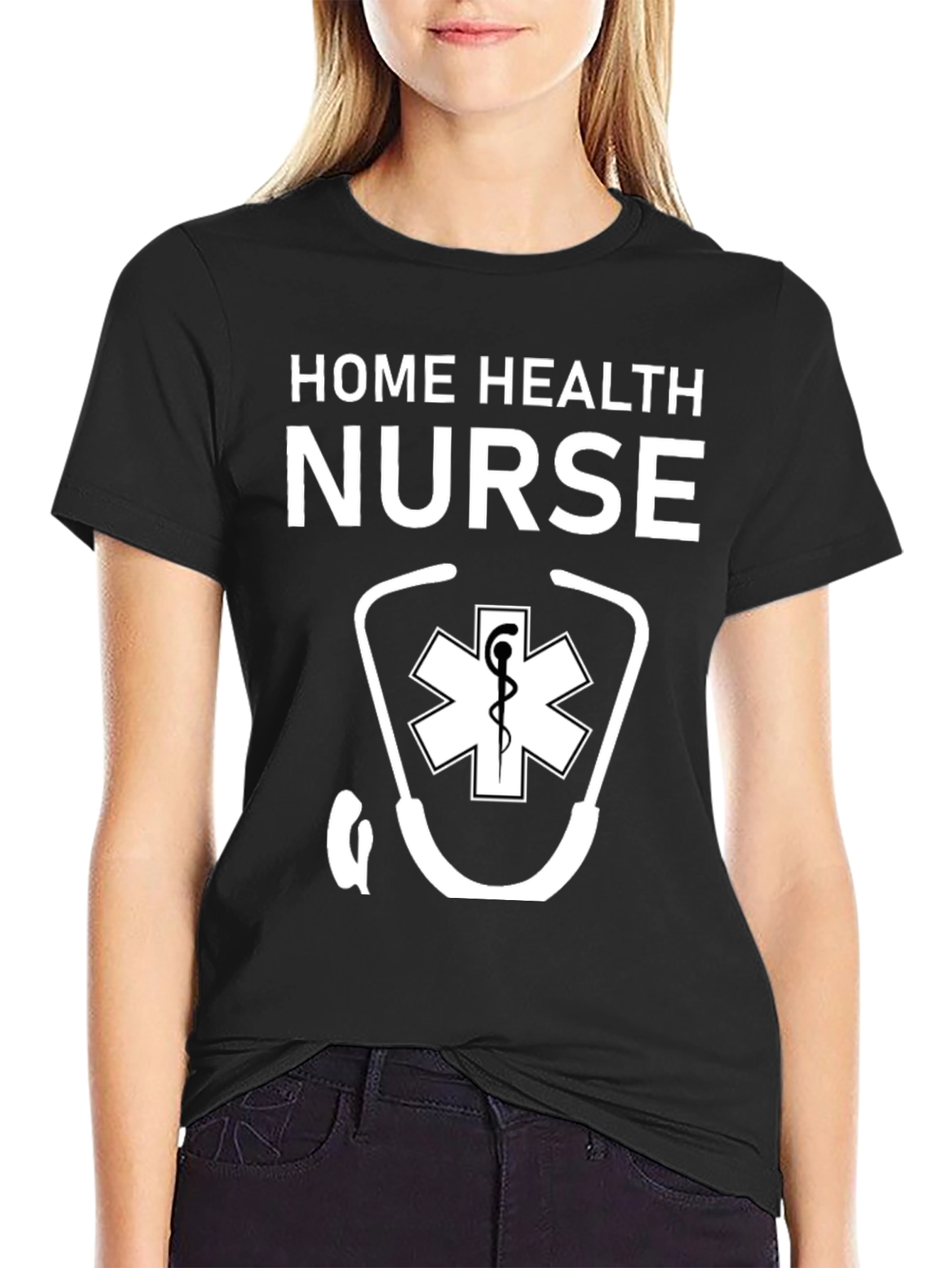 Black Home Health Nurse Graphic T-Shirt view 2