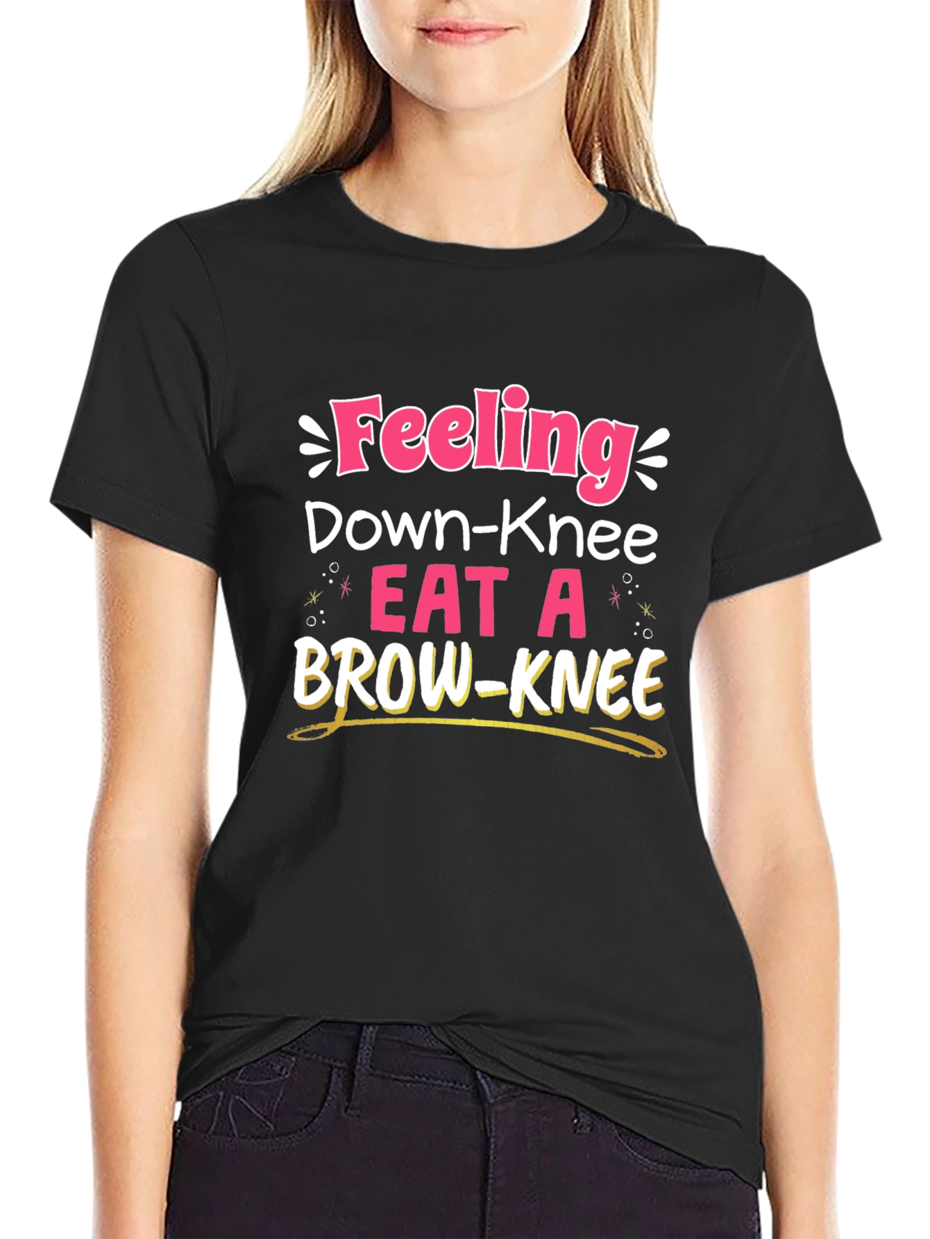 Black Eat A Brown-Knee T-Shirt - Funny Pun view 2
