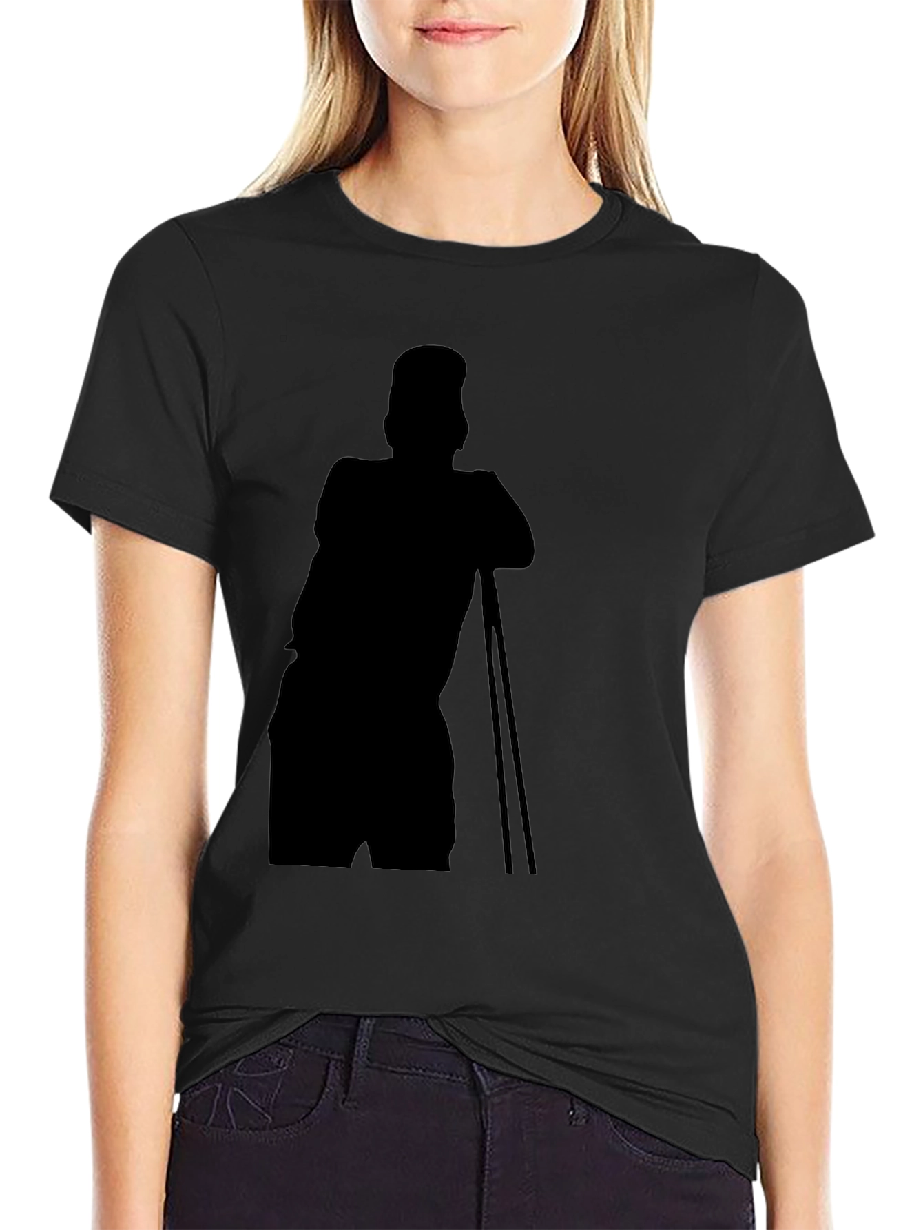 Black Stylish Black T-Shirt with Silhouette Print view 2