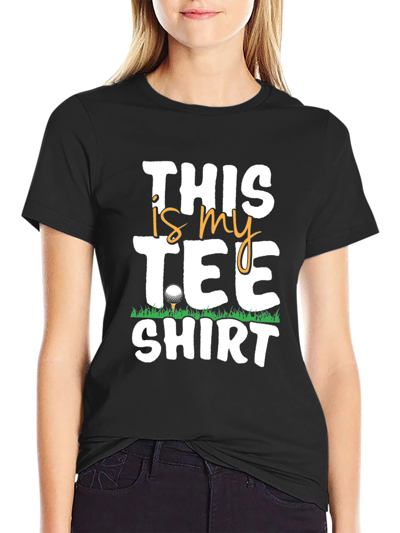 Black Golf Tee Shirt - This is My Tee Shirt - Black view 2
