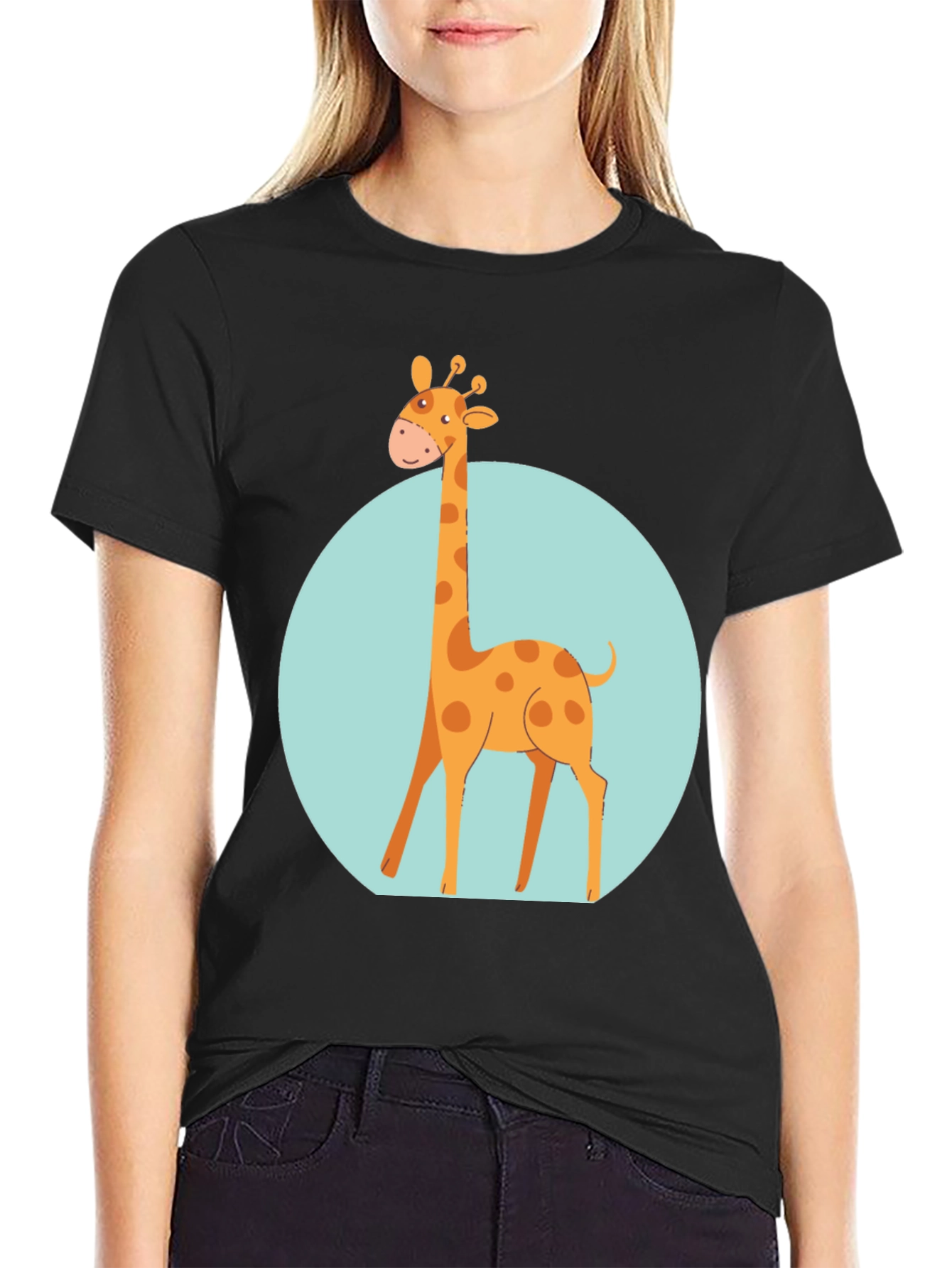 Black Giraffe Graphic Tee - Unisex Black T-Shirt view 2