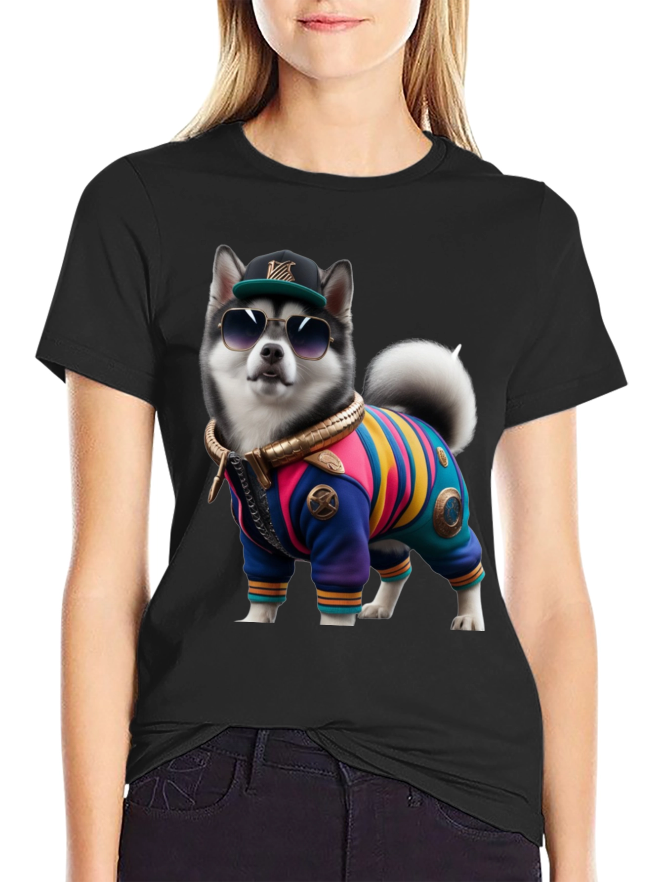 Black Dog in Outfit Graphic Tee view 2