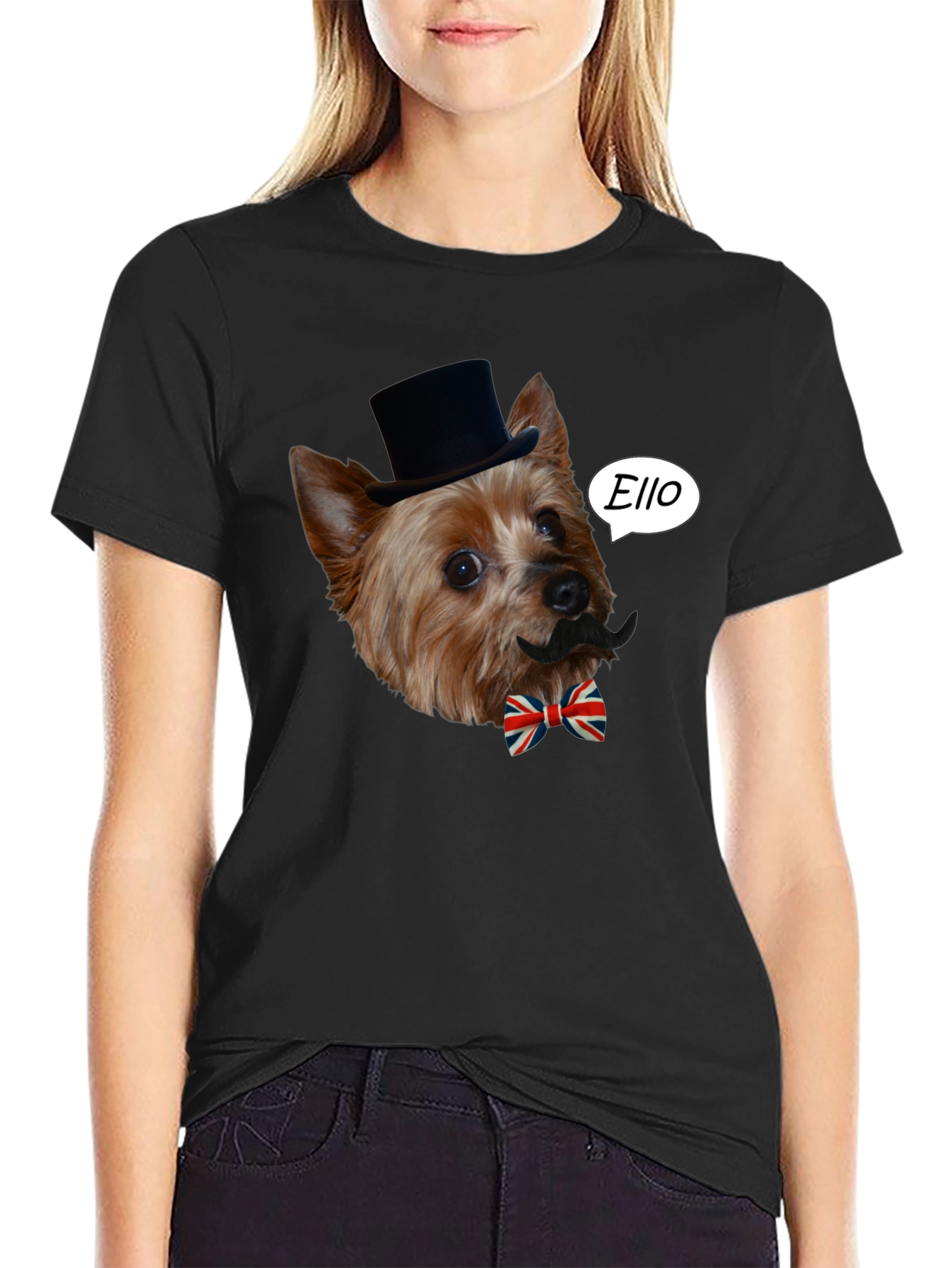 Black Dog with Mustache T-Shirt view 2