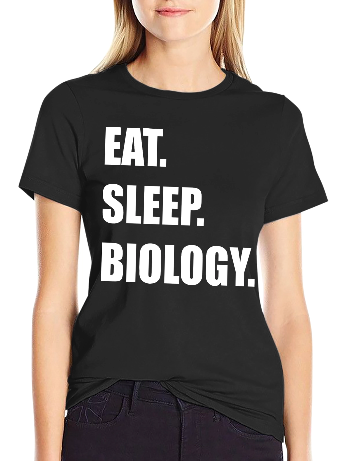 Black Eat Sleep Biology T-Shirt - Science Lover Tee view 2
