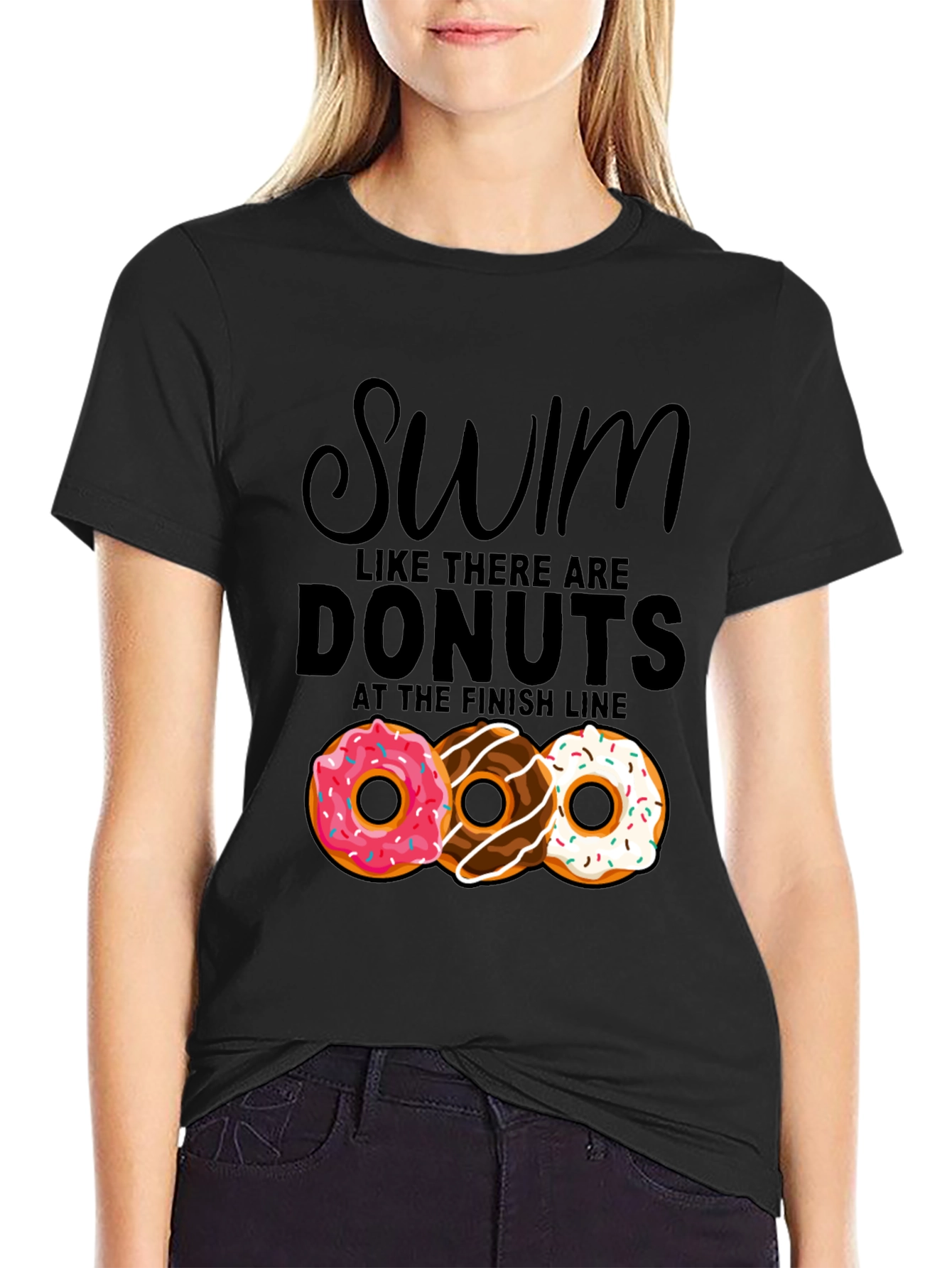 Black Swim for Donuts Graphic T-Shirt view 2