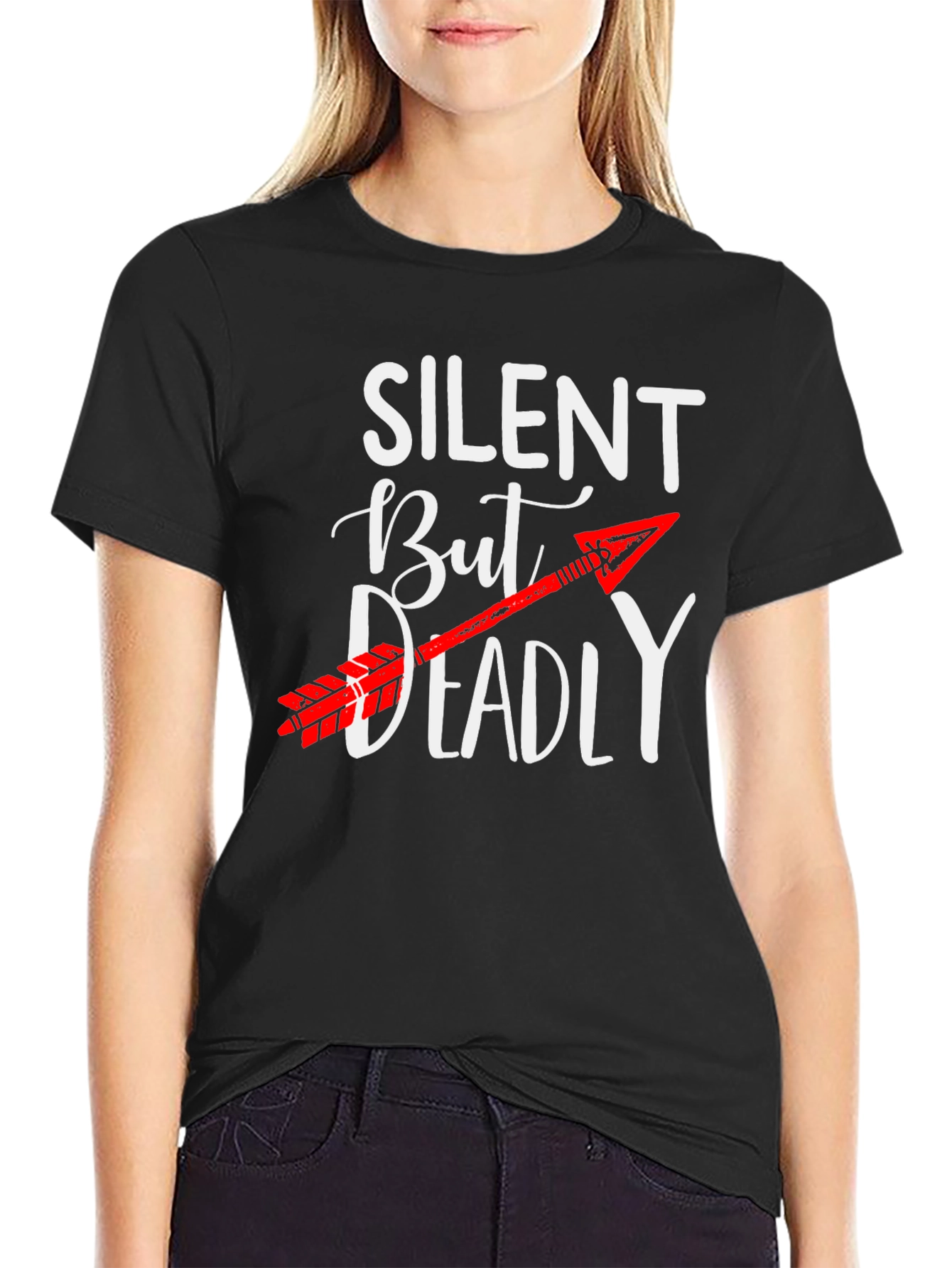 Black Silent But Deadly Arrow Graphic Tee view 2