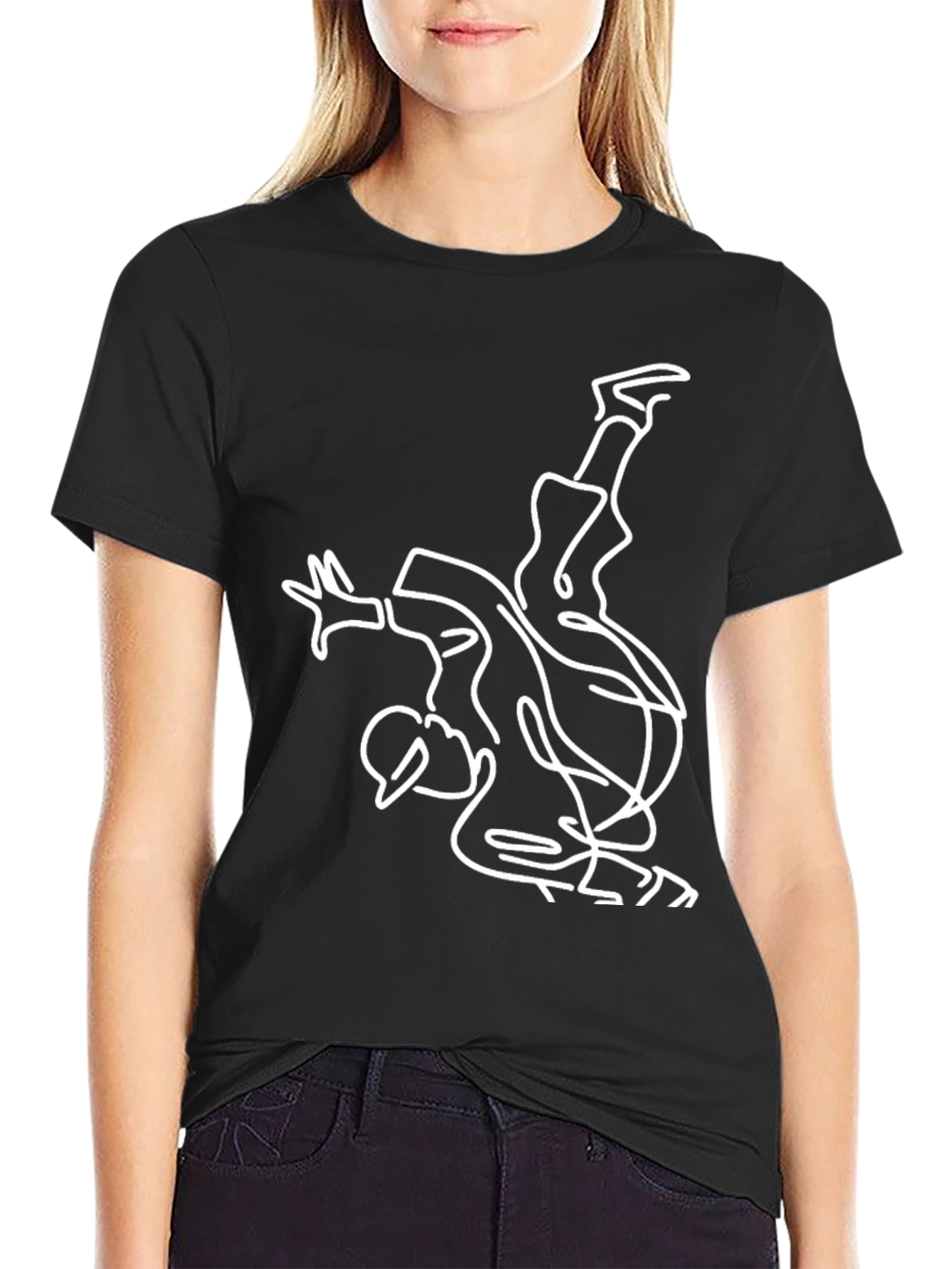 Black Modern Breakdance T-Shirt - Black Graphic Tee view 2