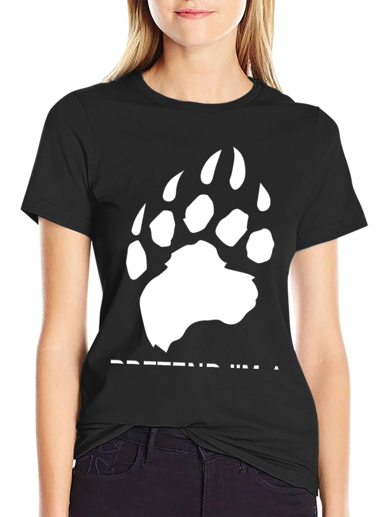 Black Pretend I'm a Bear Graphic Tee - Black view 2