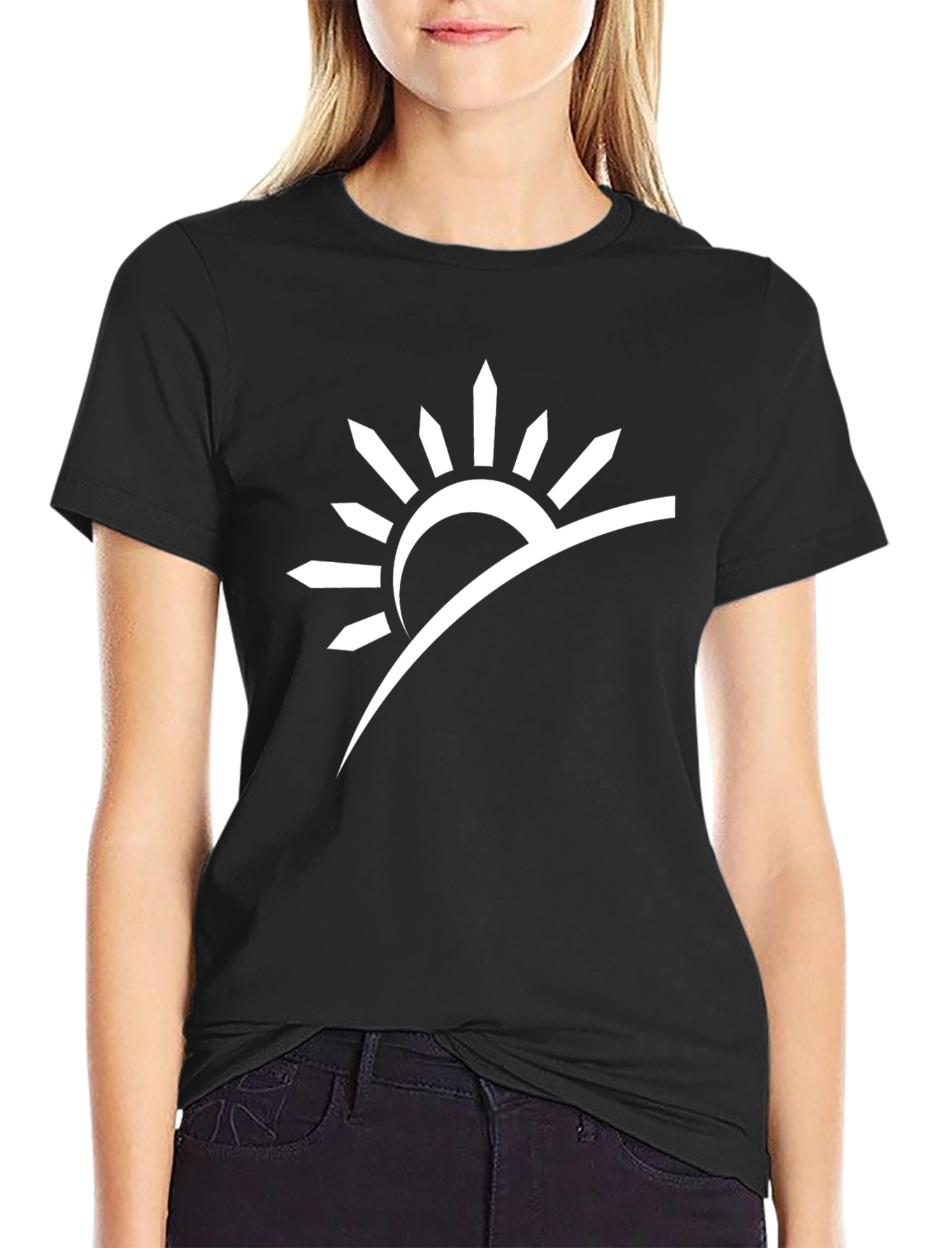 Black Sunrise Graphic Tee - Modern Black T-Shirt view 2
