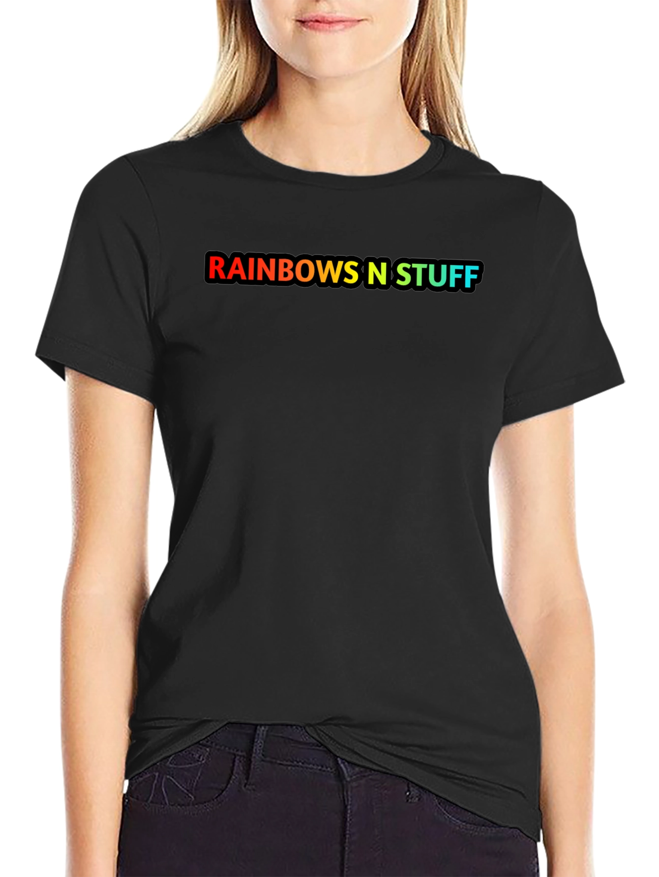 Black Rainbows N Stuff Graphic Tee - Black Cotton Blend view 2