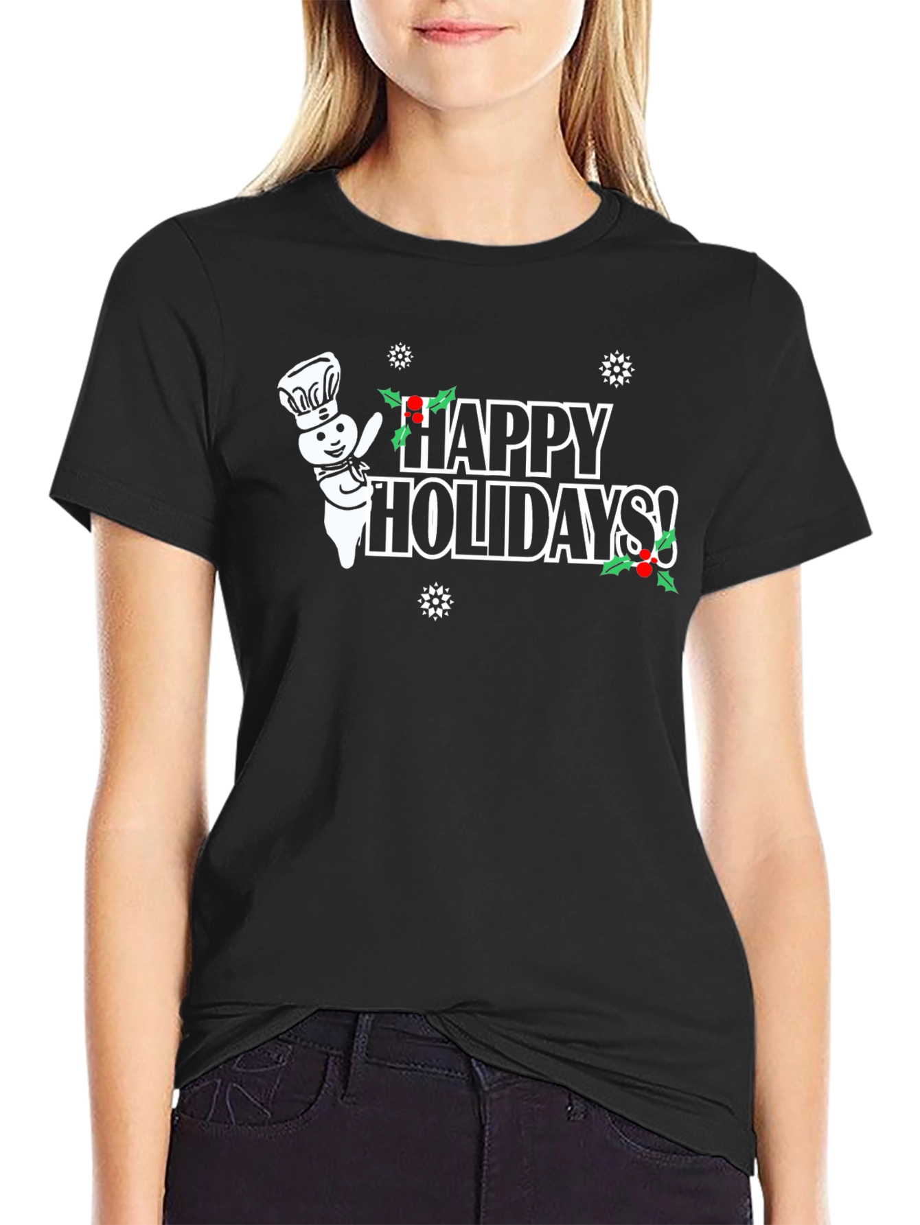 Black Happy Holidays T-Shirt view 2