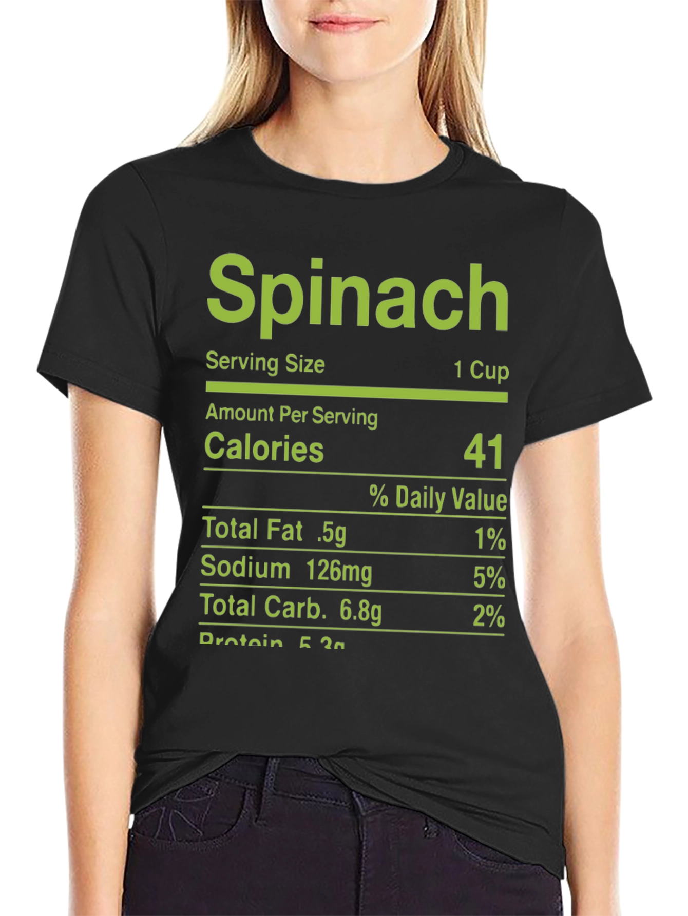 Black Spinach Nutrition Facts T-Shirt - Novelty Tee view 2