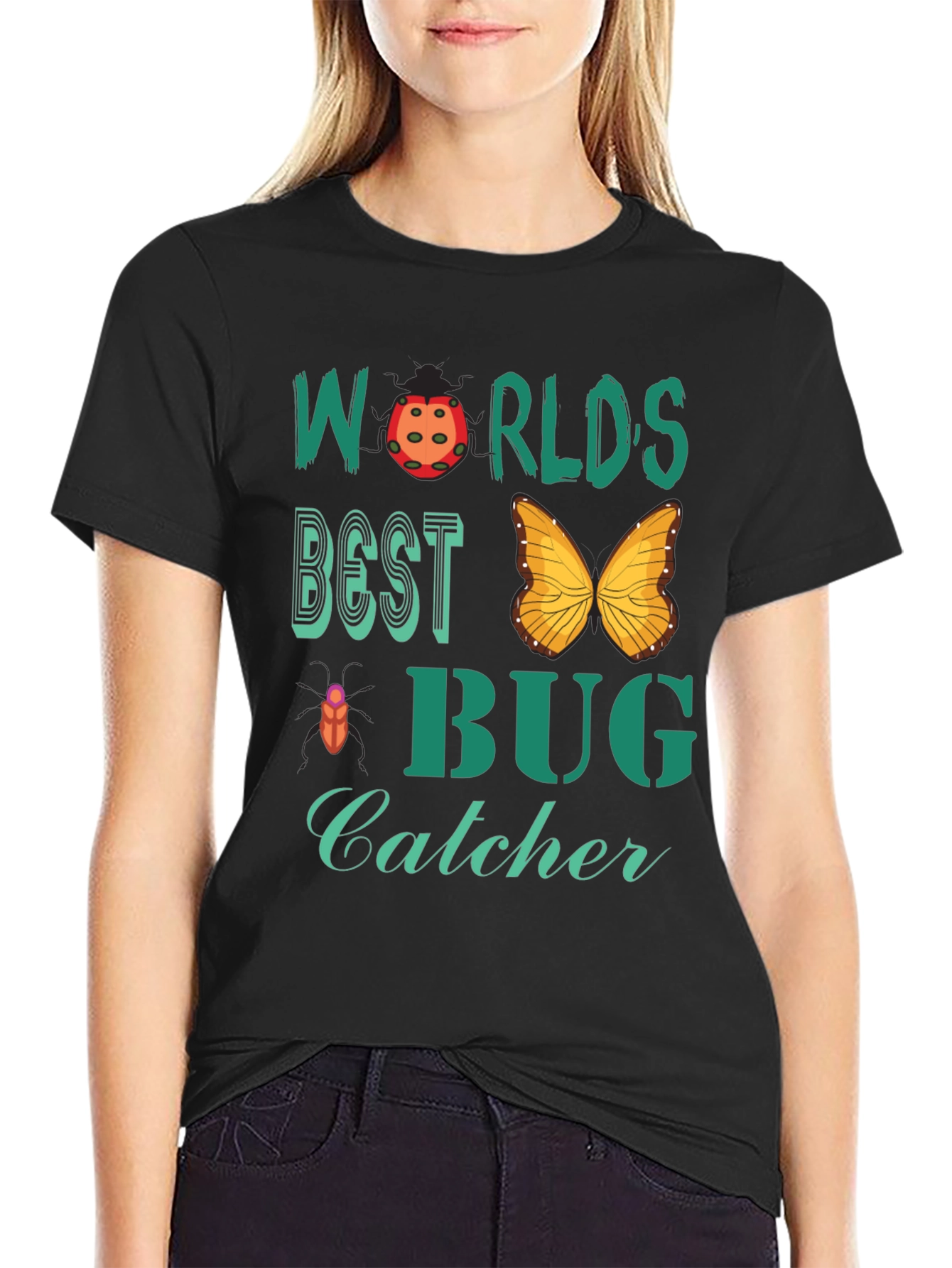 Black World's Best Bug Catcher Graphic Tee view 2