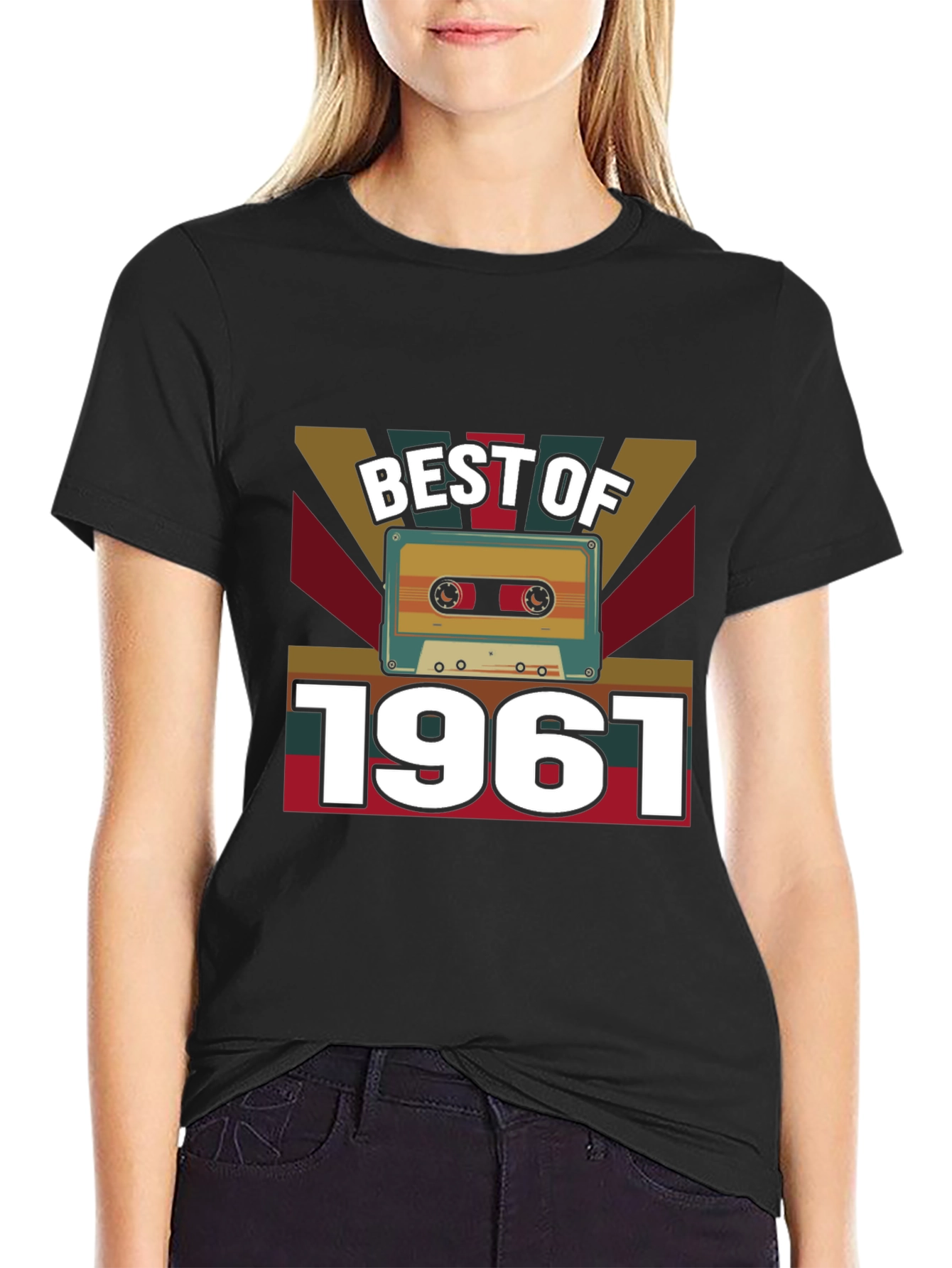 Black Best of 1961 Cassette Tape Graphic T-Shirt view 2