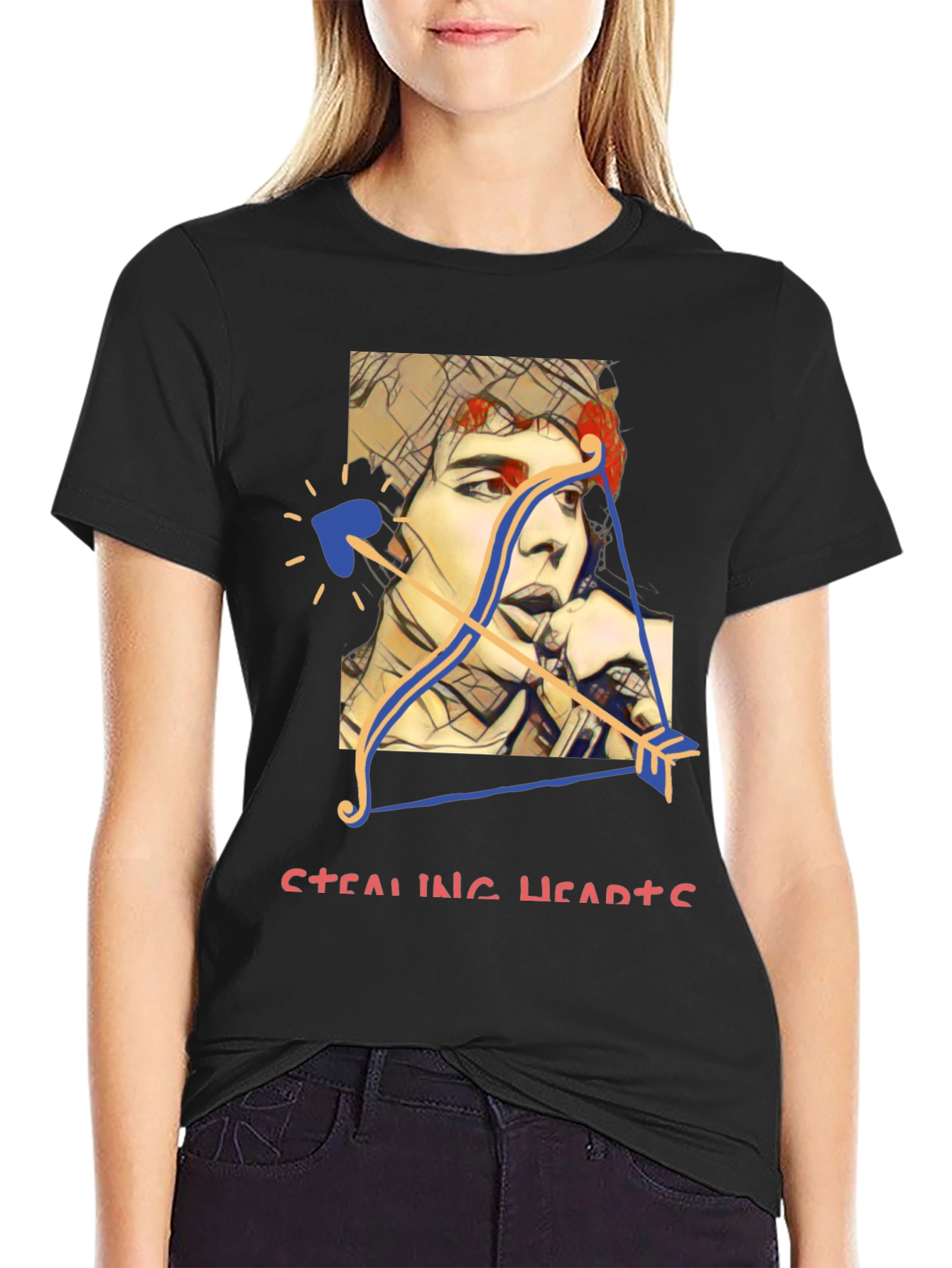 Black Stealing Hearts Graphic Tee view 2