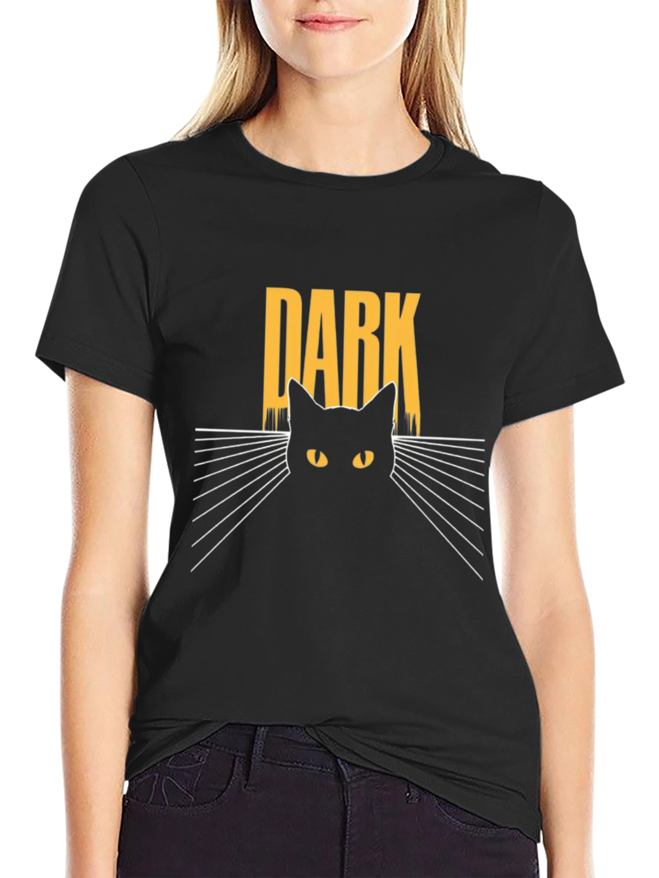 Black Dark Cat Graphic Tee - Men's Black T-Shirt view 2