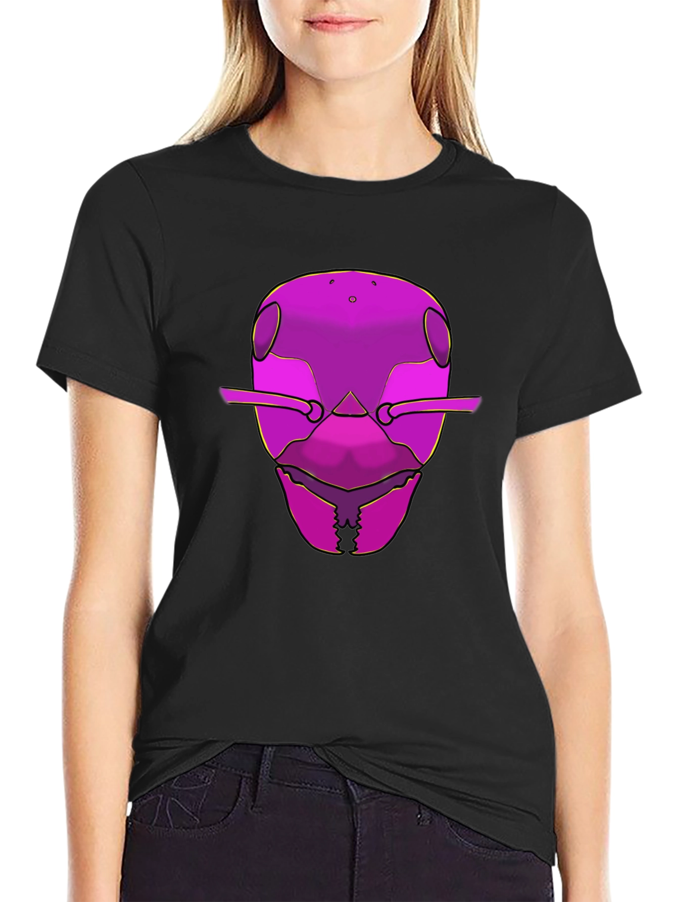 Black Bold Graphic Tee - Ant Head Design view 2