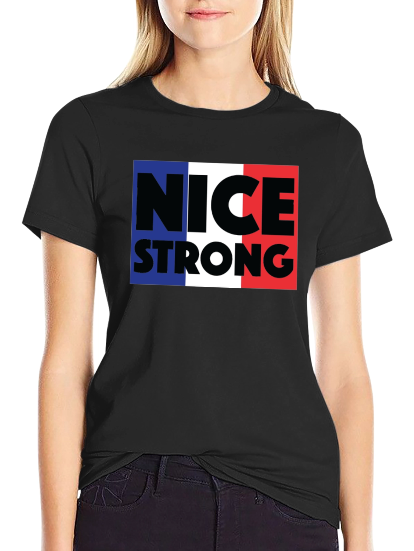Black Nice Strong T-Shirt France Colors view 2